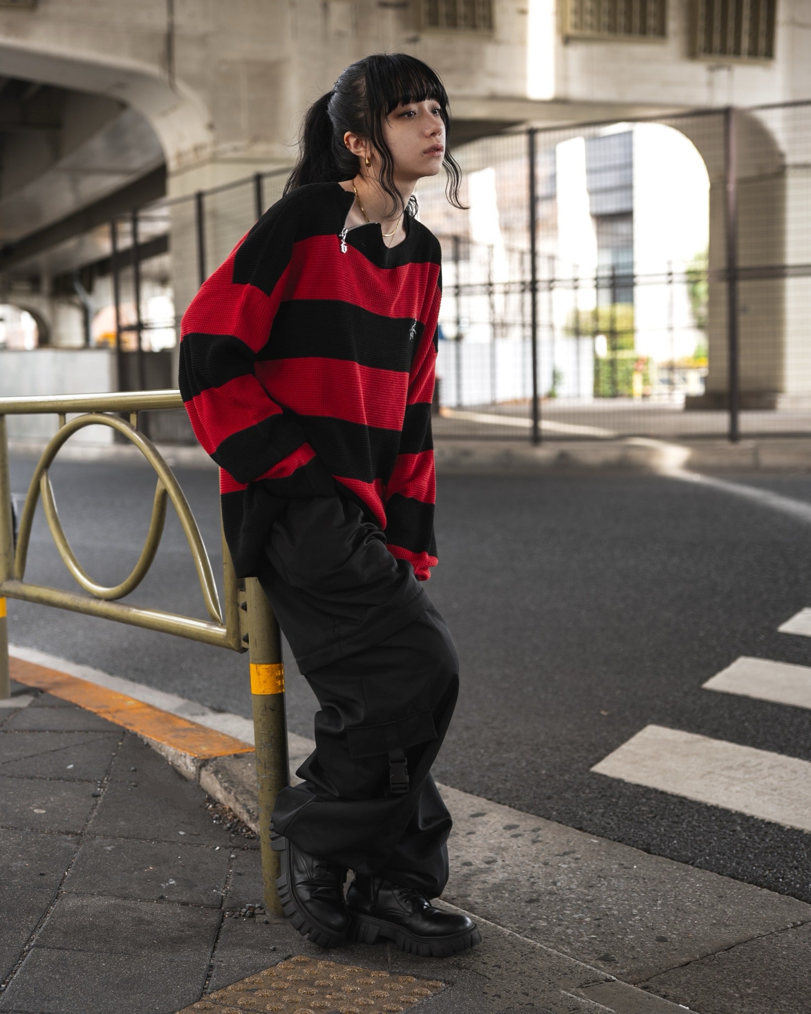 【再販】gibous scorpion mesh chuck border tops red×black