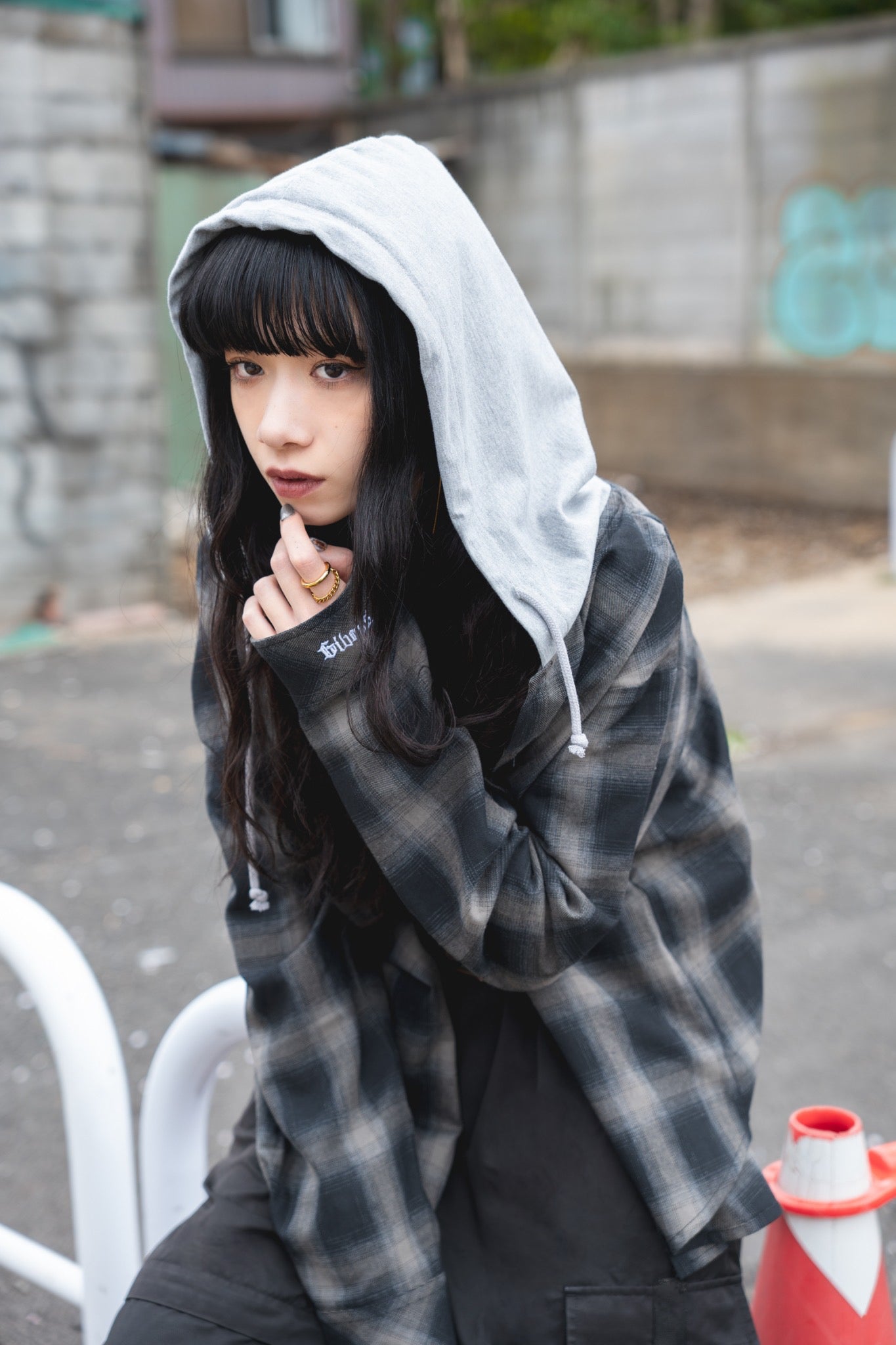 【再販】gibous snake scorpion check shirt hoodie