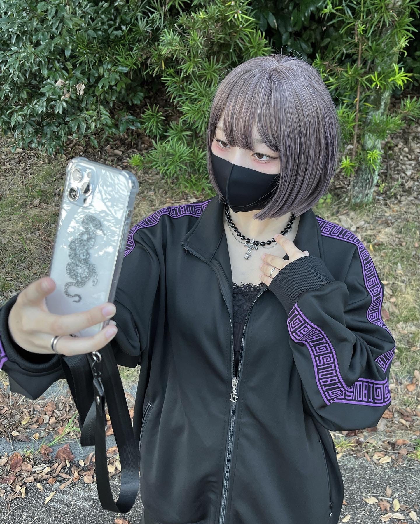 【再販】gibous logo jersey scorpion black purple tops