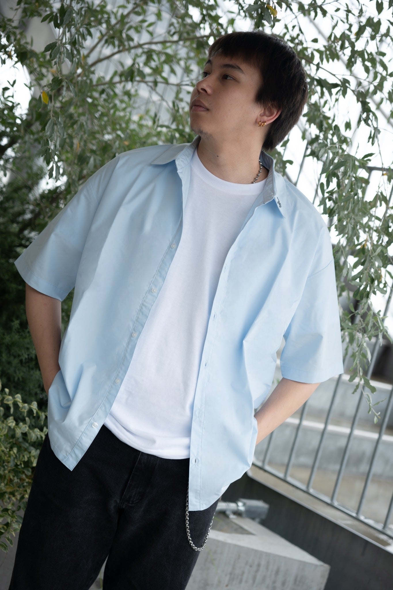 gibous scorpion short sleeve shirt blue