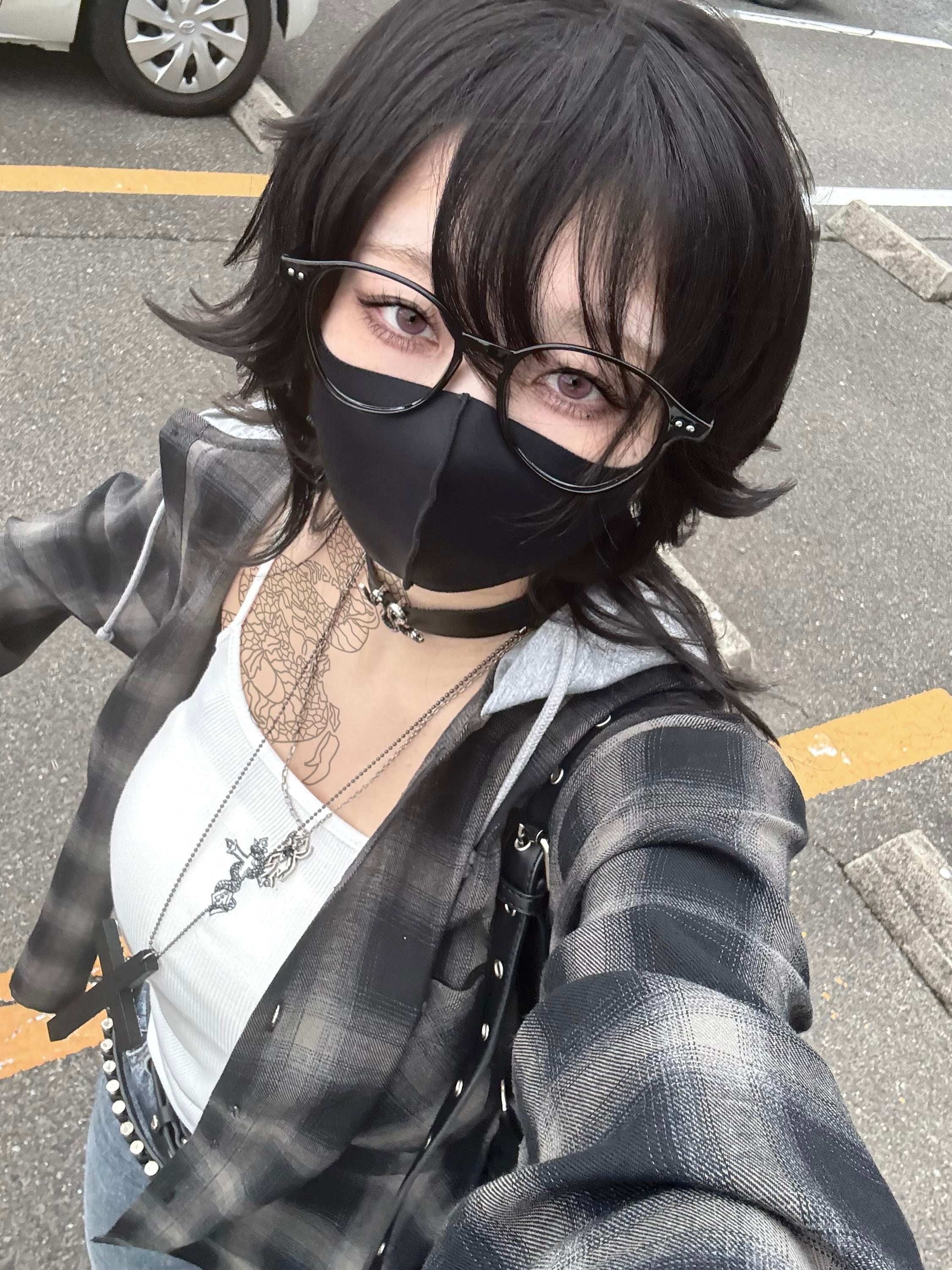 【再販】gibous snake scorpion check shirt hoodie