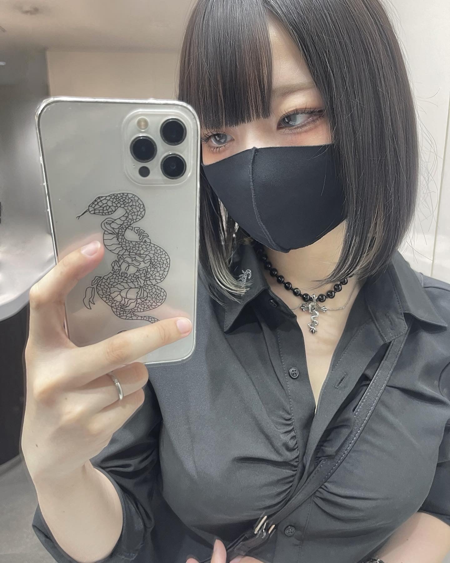 【再販】gibous snake cross ball chain choker