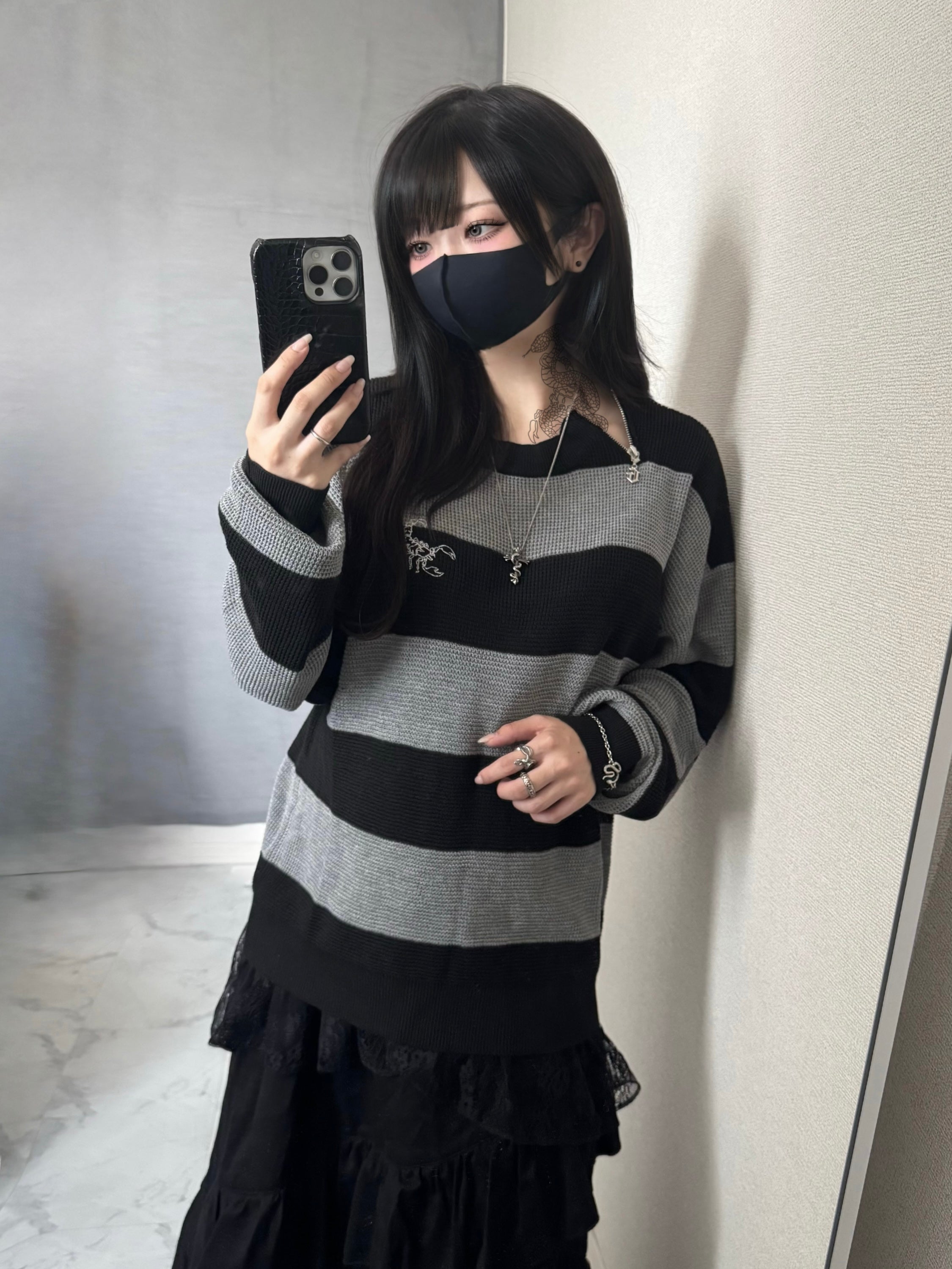 【再販】gibous scorpion mesh chuck border tops grey×black