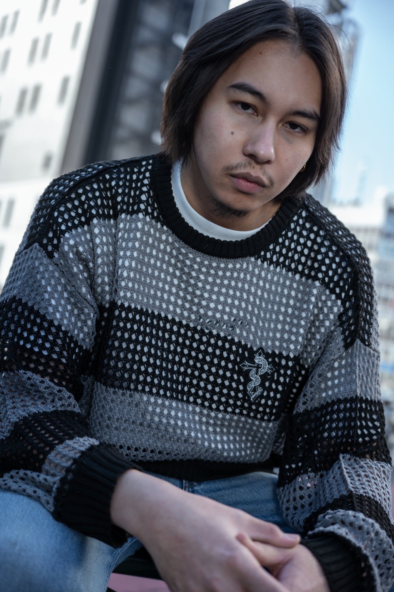 gibous snake cross border mesh knit