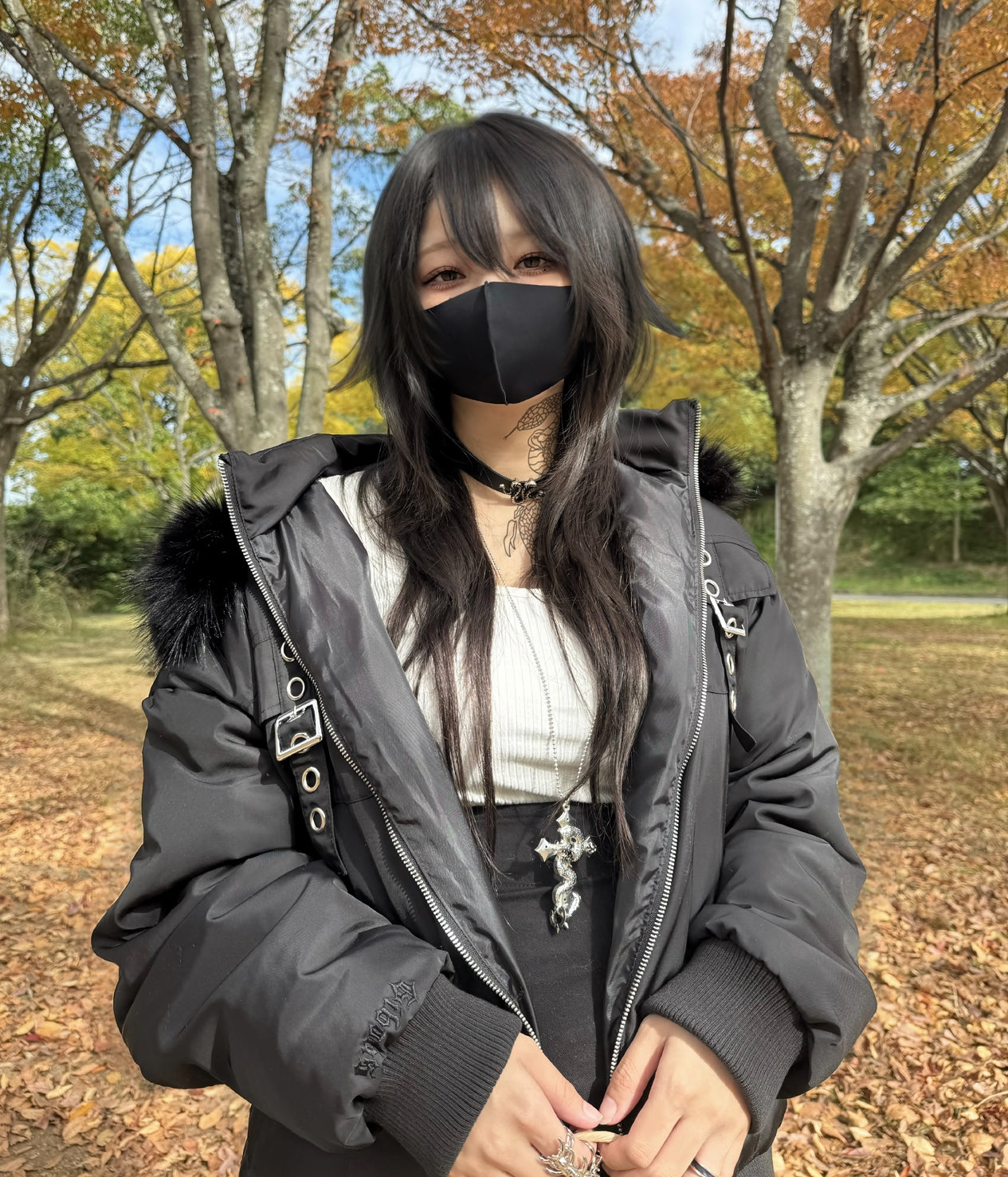 gibous warm padded 3way fur blouson