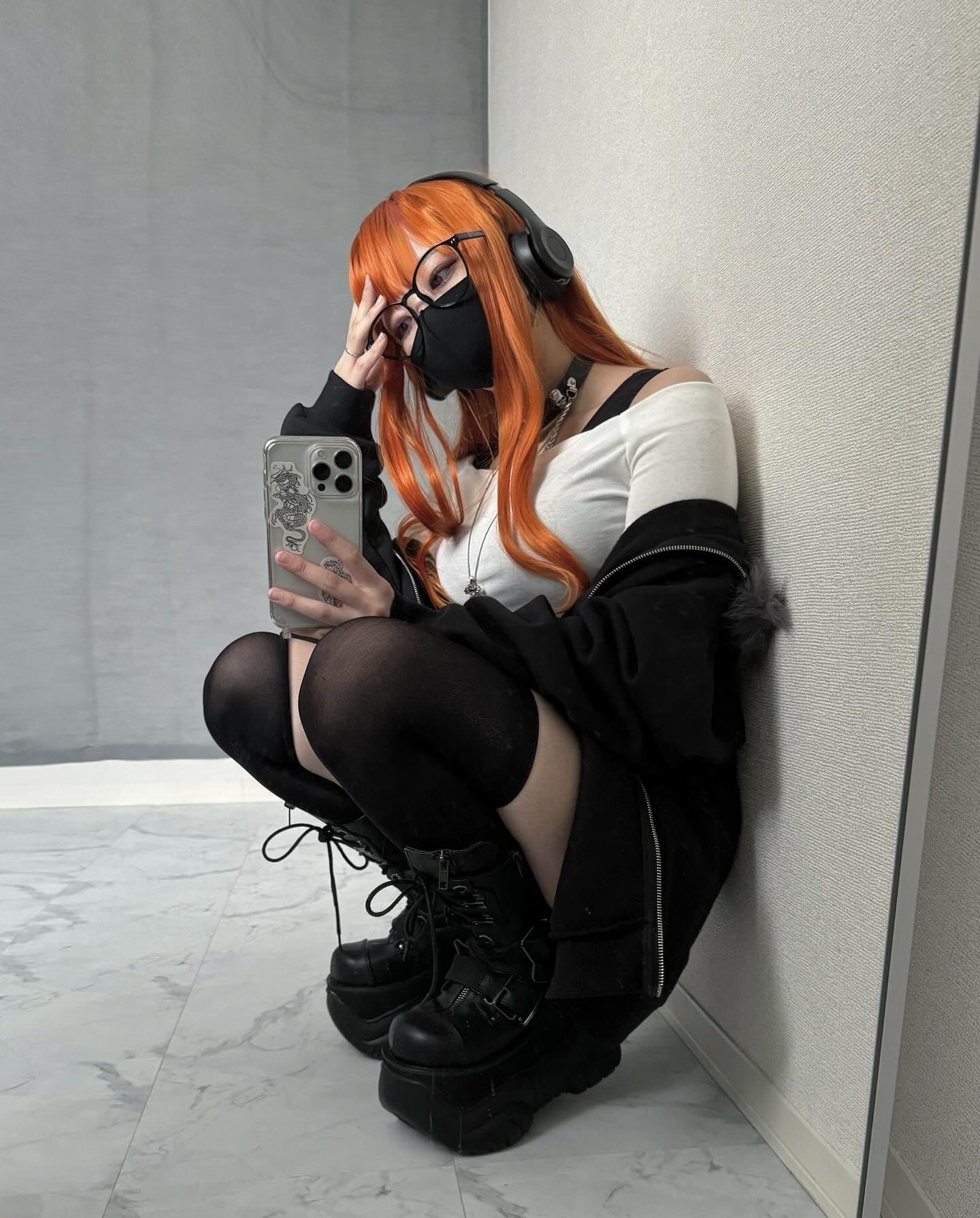 【再販】gibous snake scorpion black rim glasses