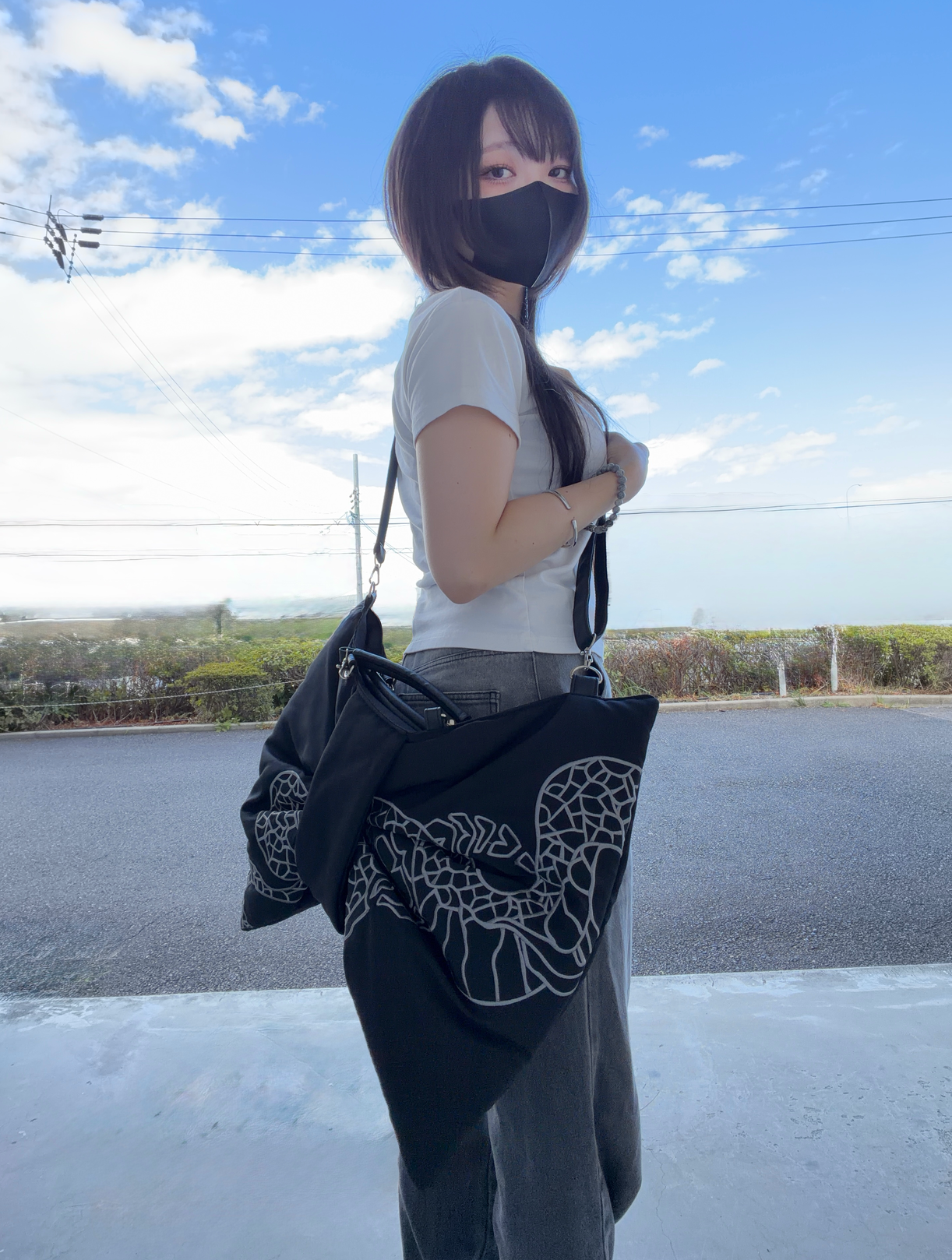gibous snake scorpion ribbon bag