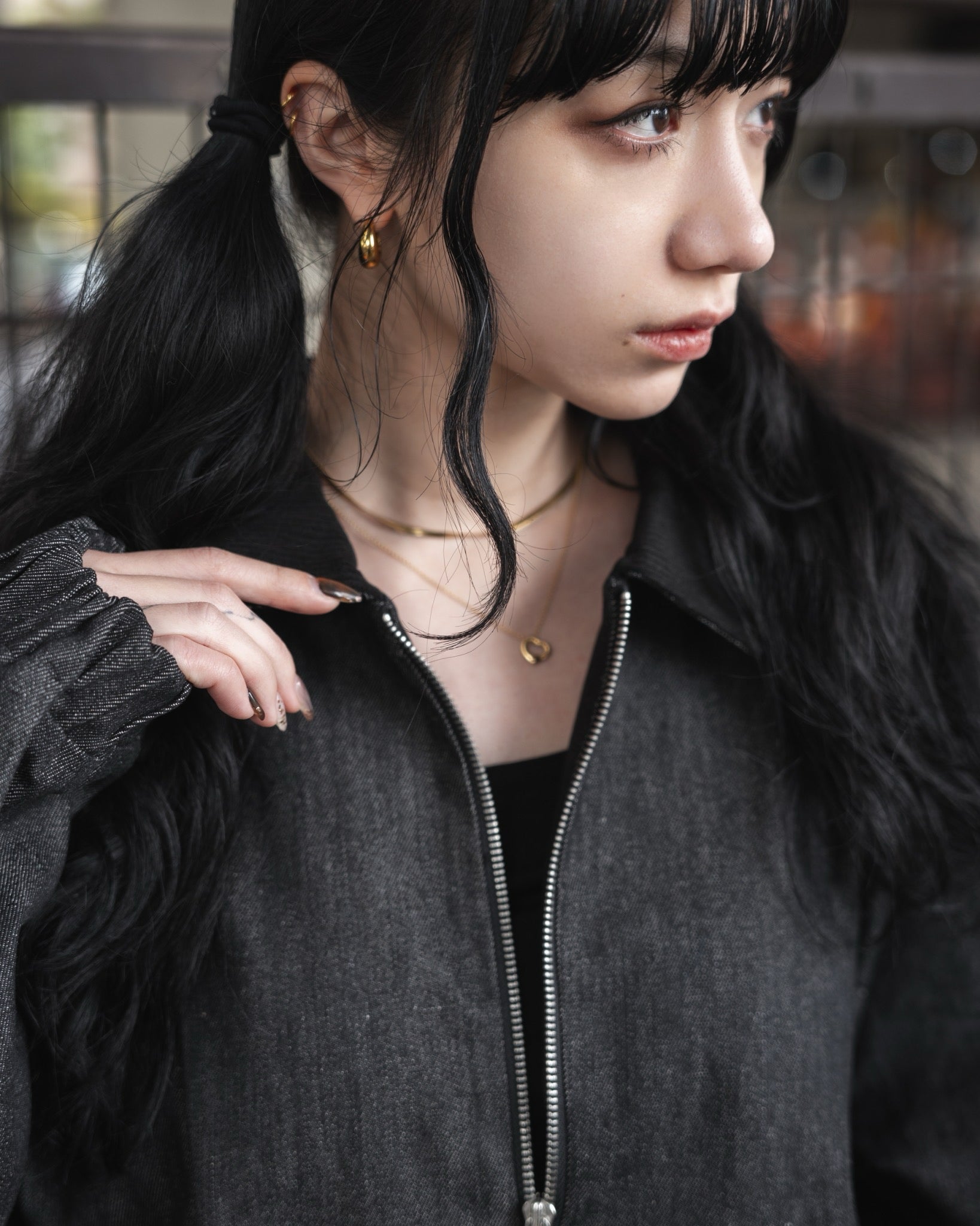 gibous snake cross corduroy denim jacket