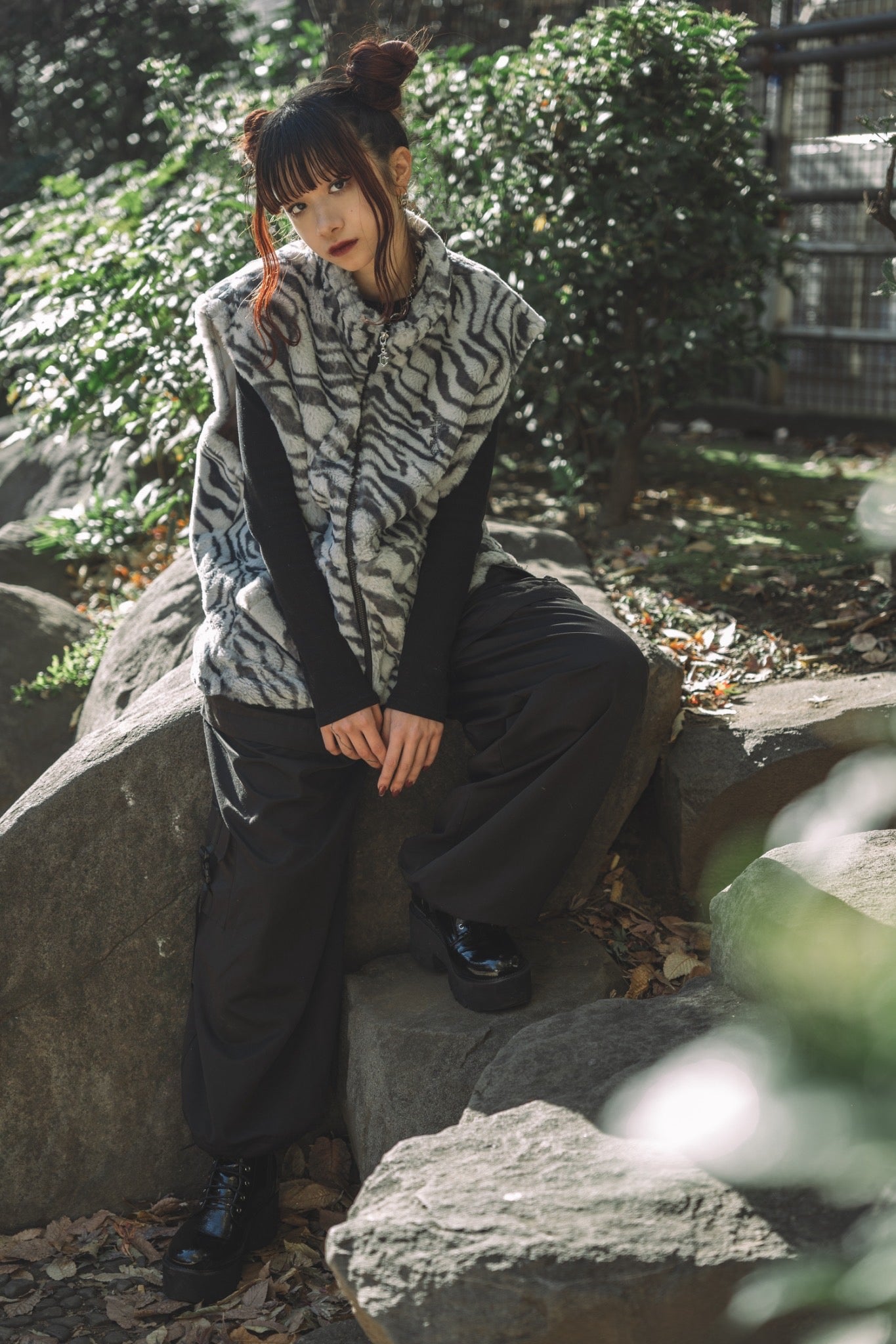 gibous zebra fur vest