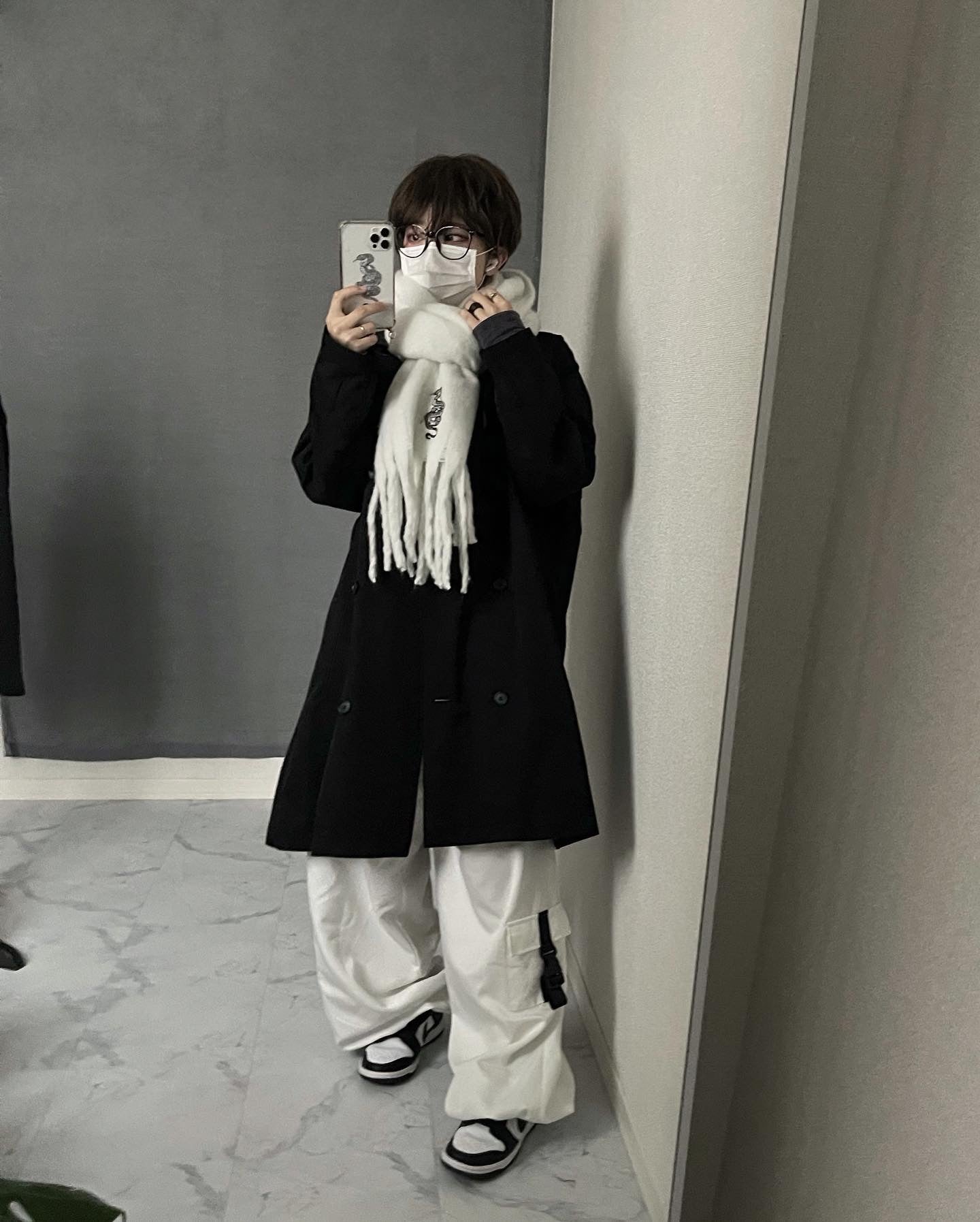 【再販】gibous fluffy scarf snow white