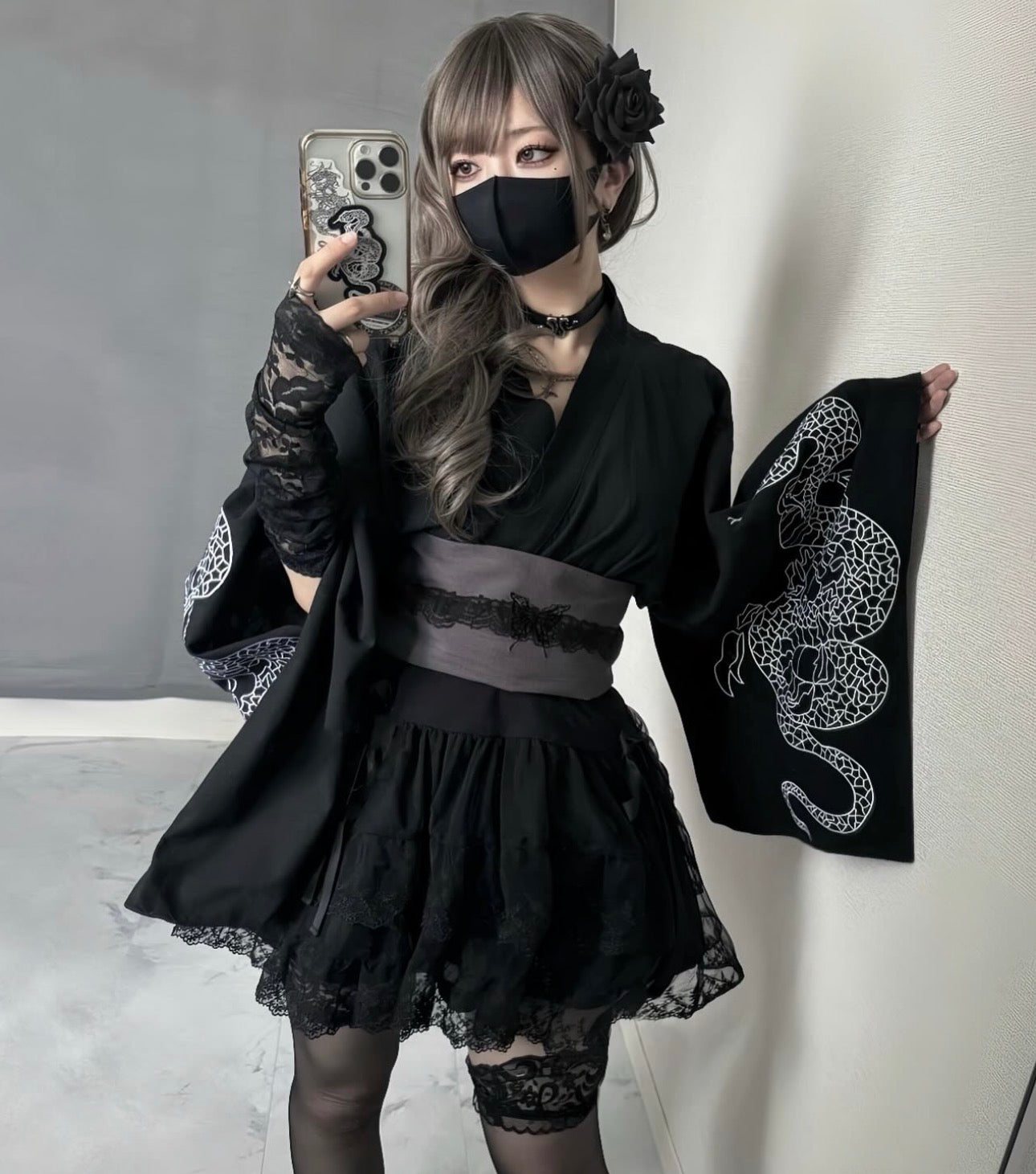 【再販】gibous dark snake yukata black
