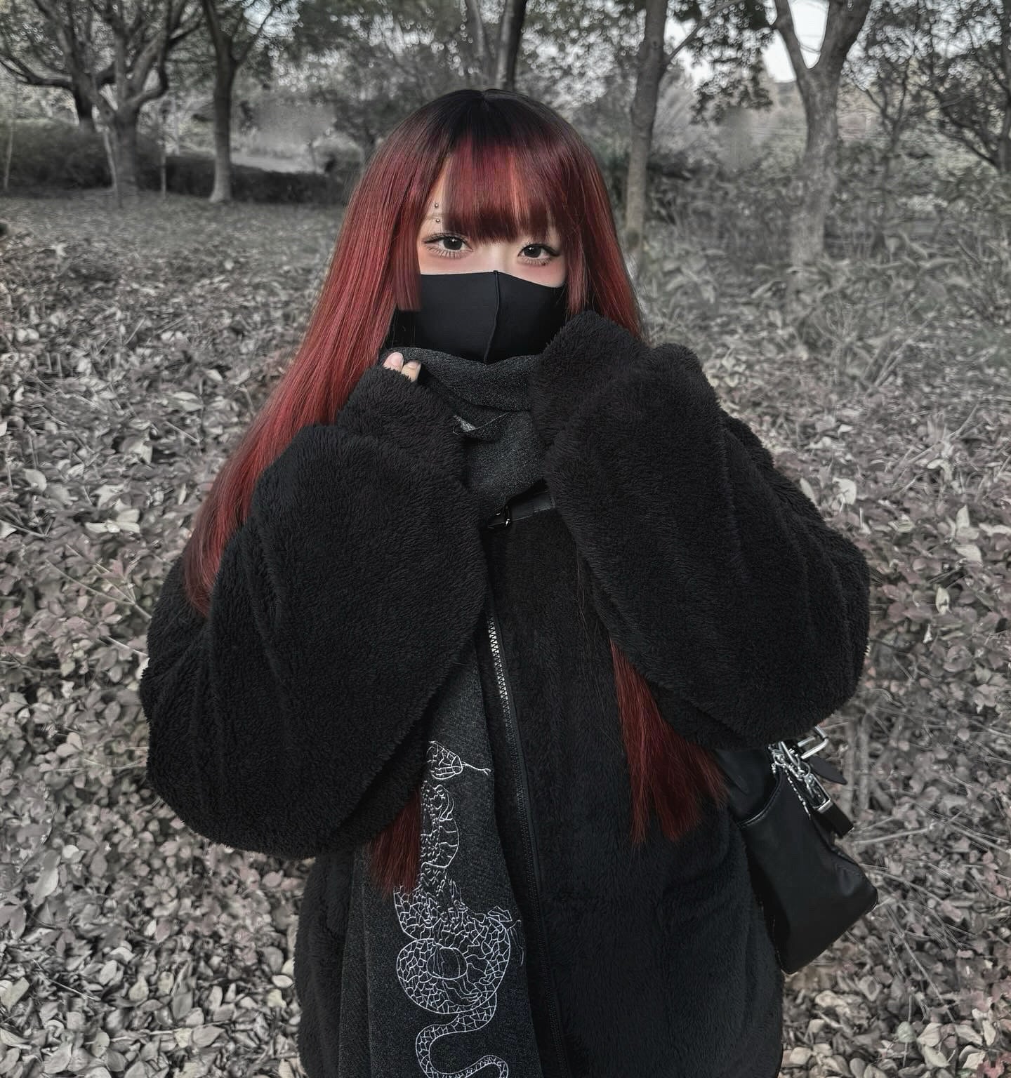 gibous snake scorpion bicolor scarf gray×black
