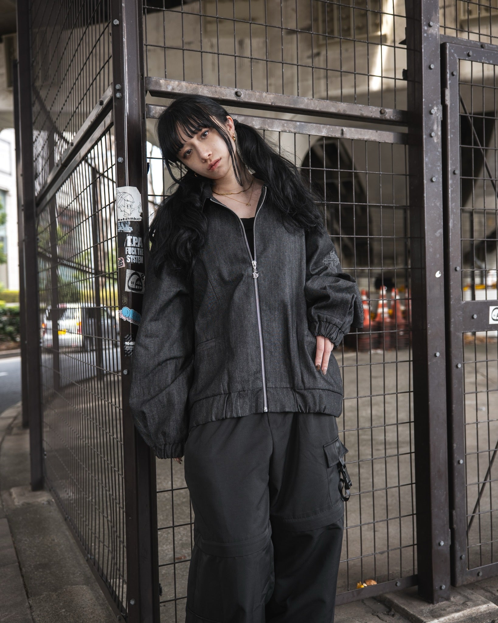 gibous snake cross corduroy denim jacket