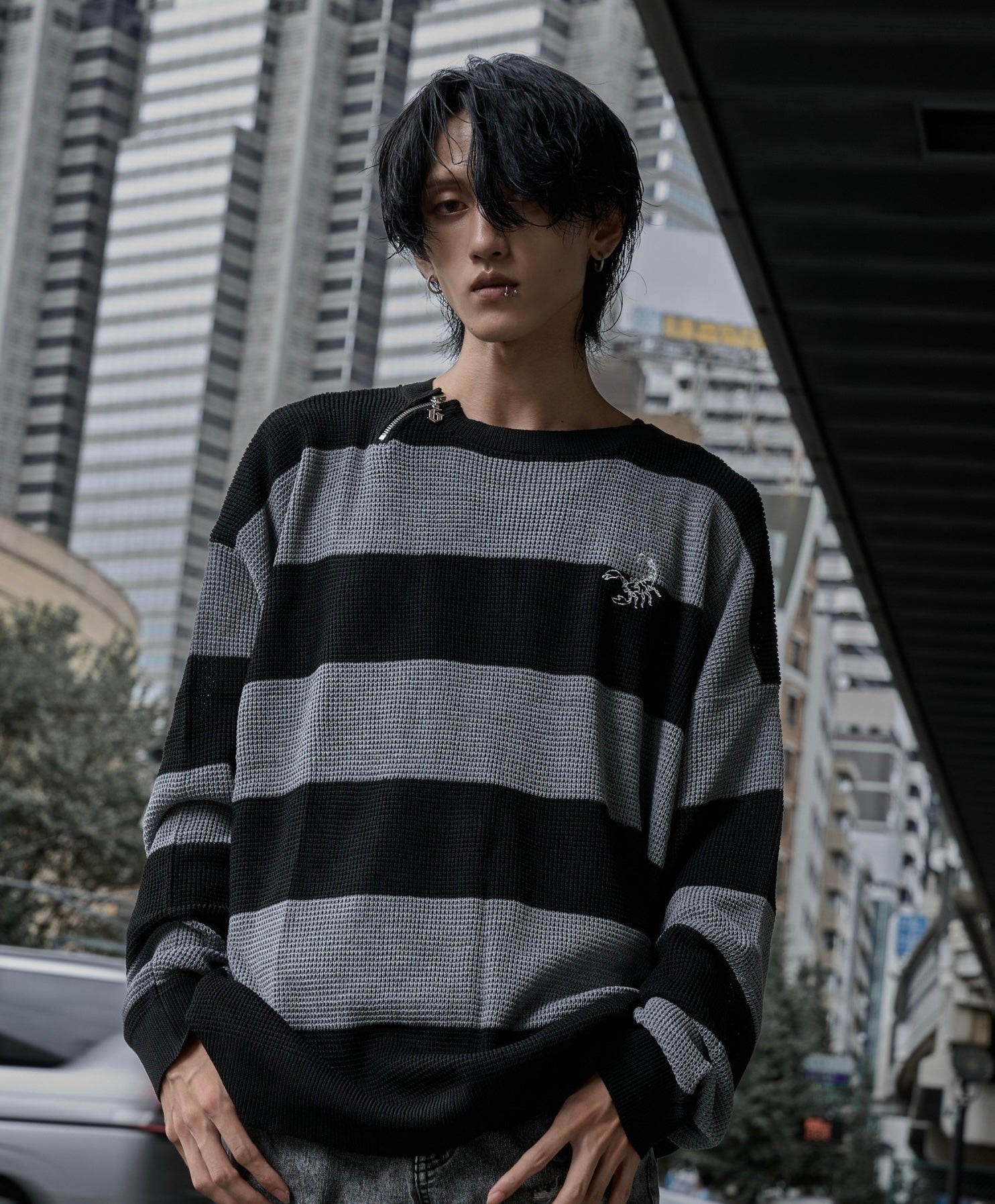 gibous scorpion mesh chuck border tops grey×black