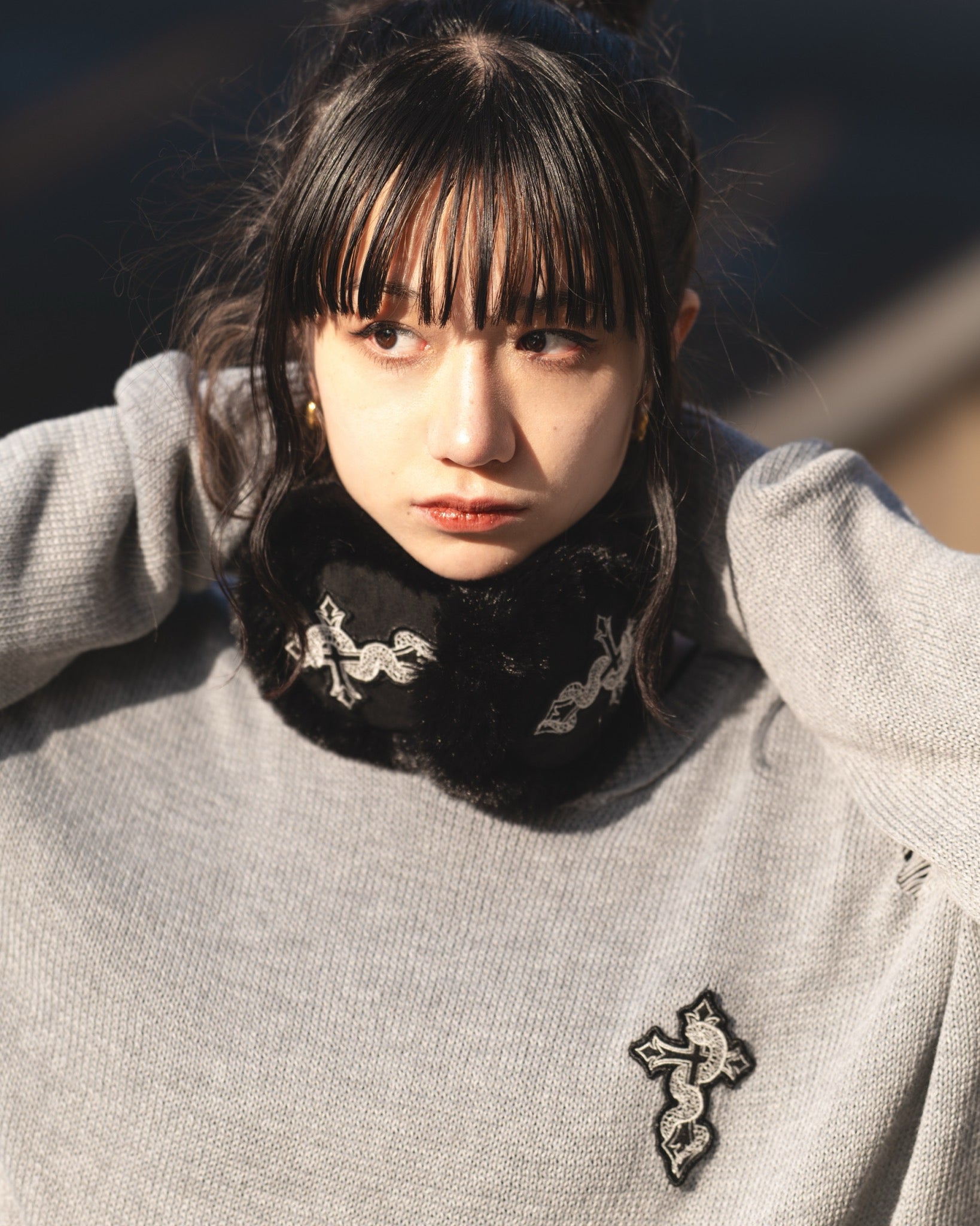 gibous snake cross black fur earflap