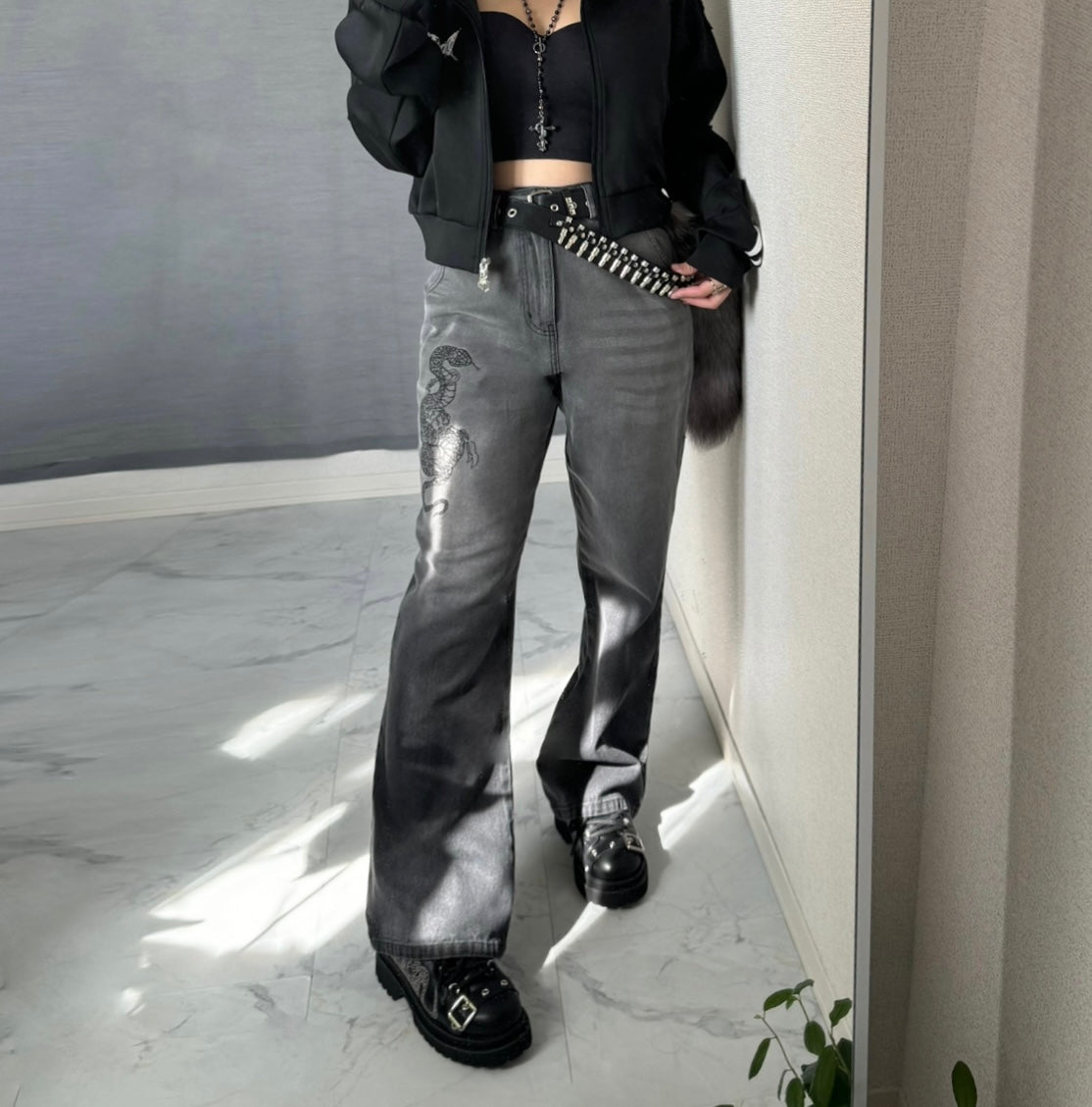 【再販】gibous snake scorpion smokey gradation denim