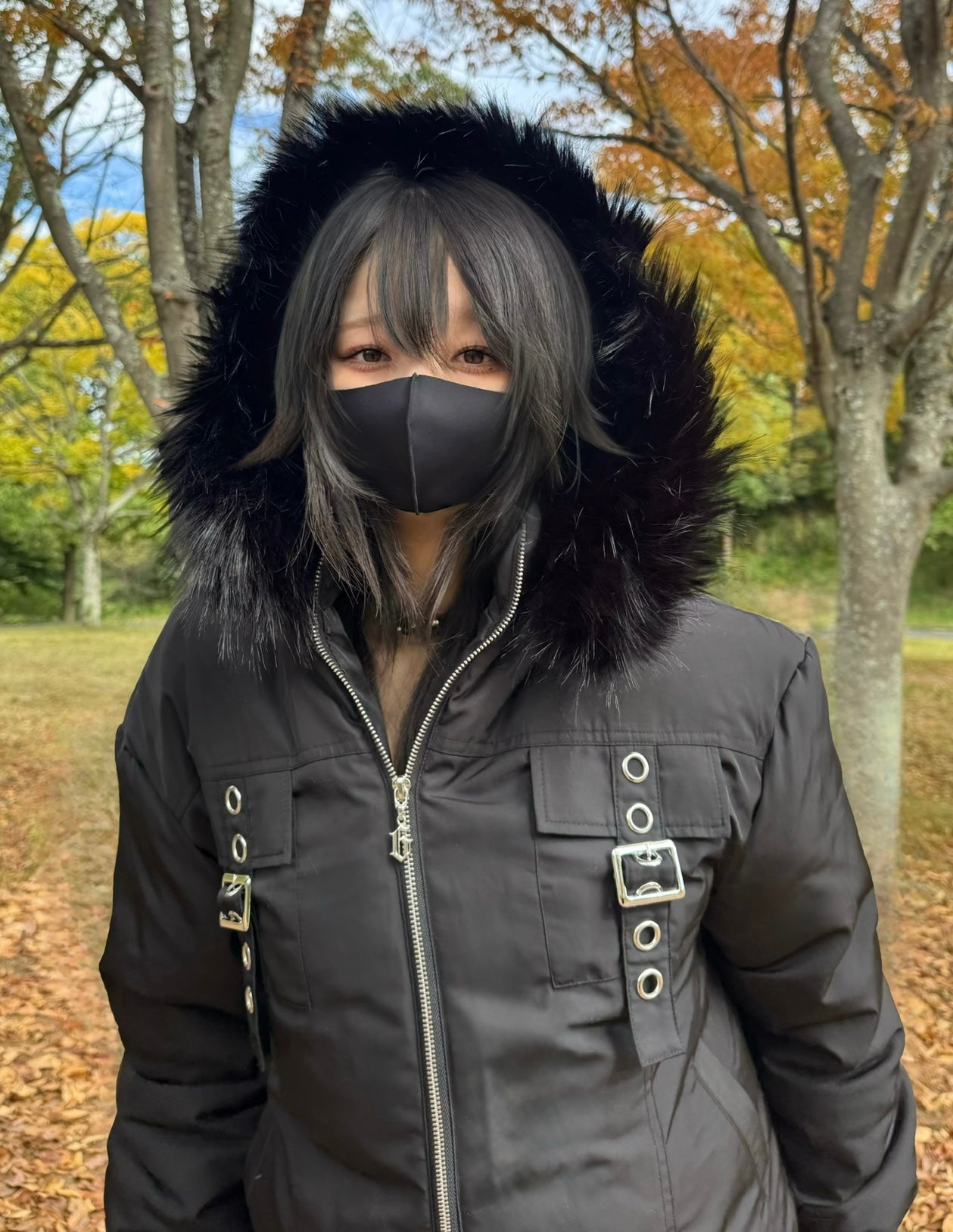 gibous warm padded 3way fur blouson