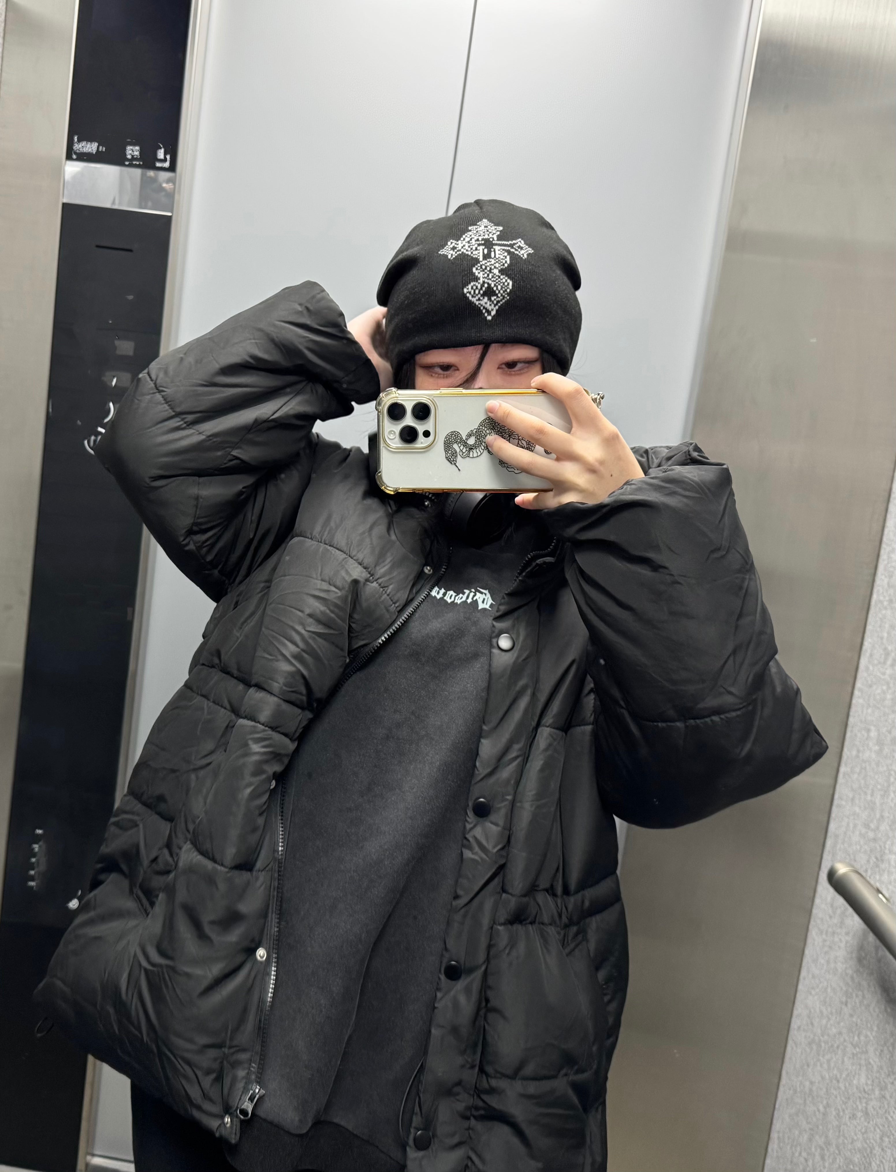 gibous snake cross digital beanie