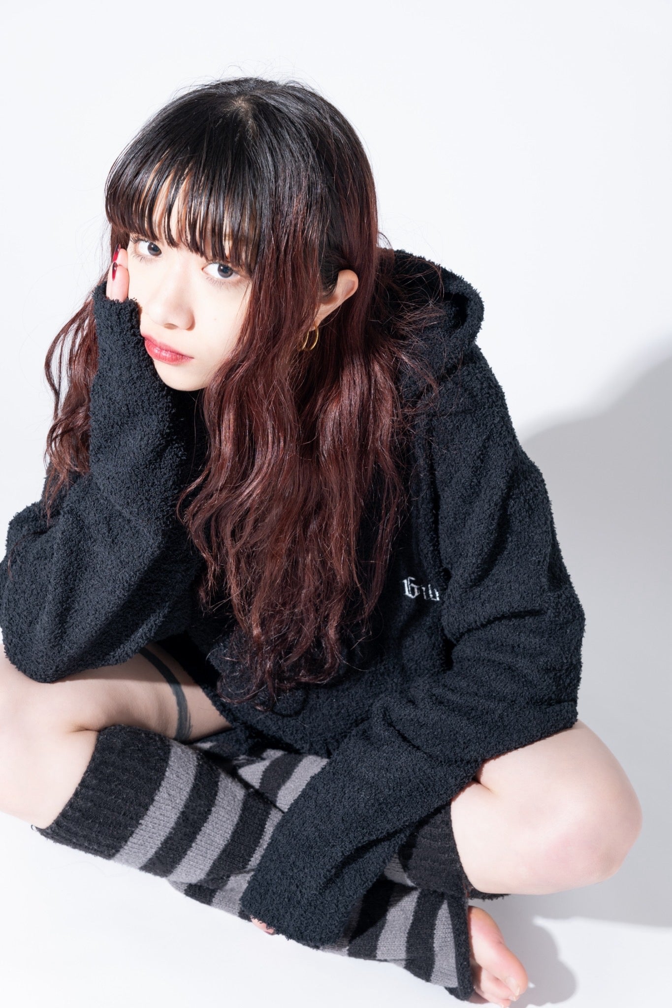 gibous fluffy logo room wear set up