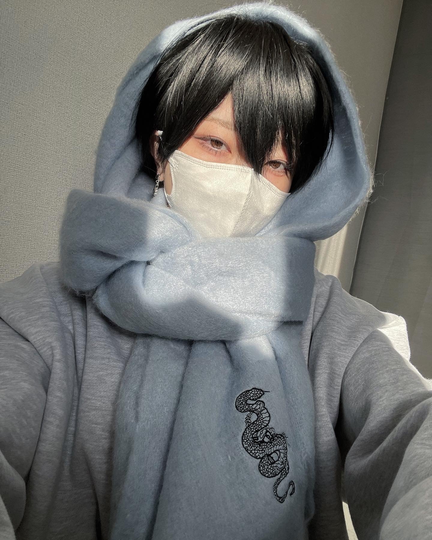 【再販】gibous fluffy scarf baby blue