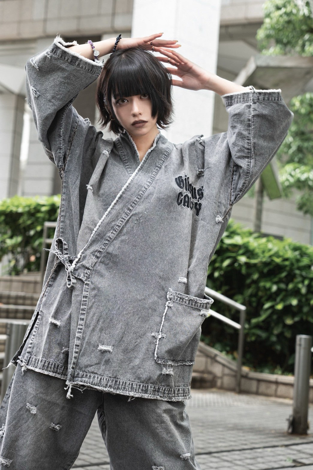 【受注生産】gibous×GALFY snake dog denim jinbei grey