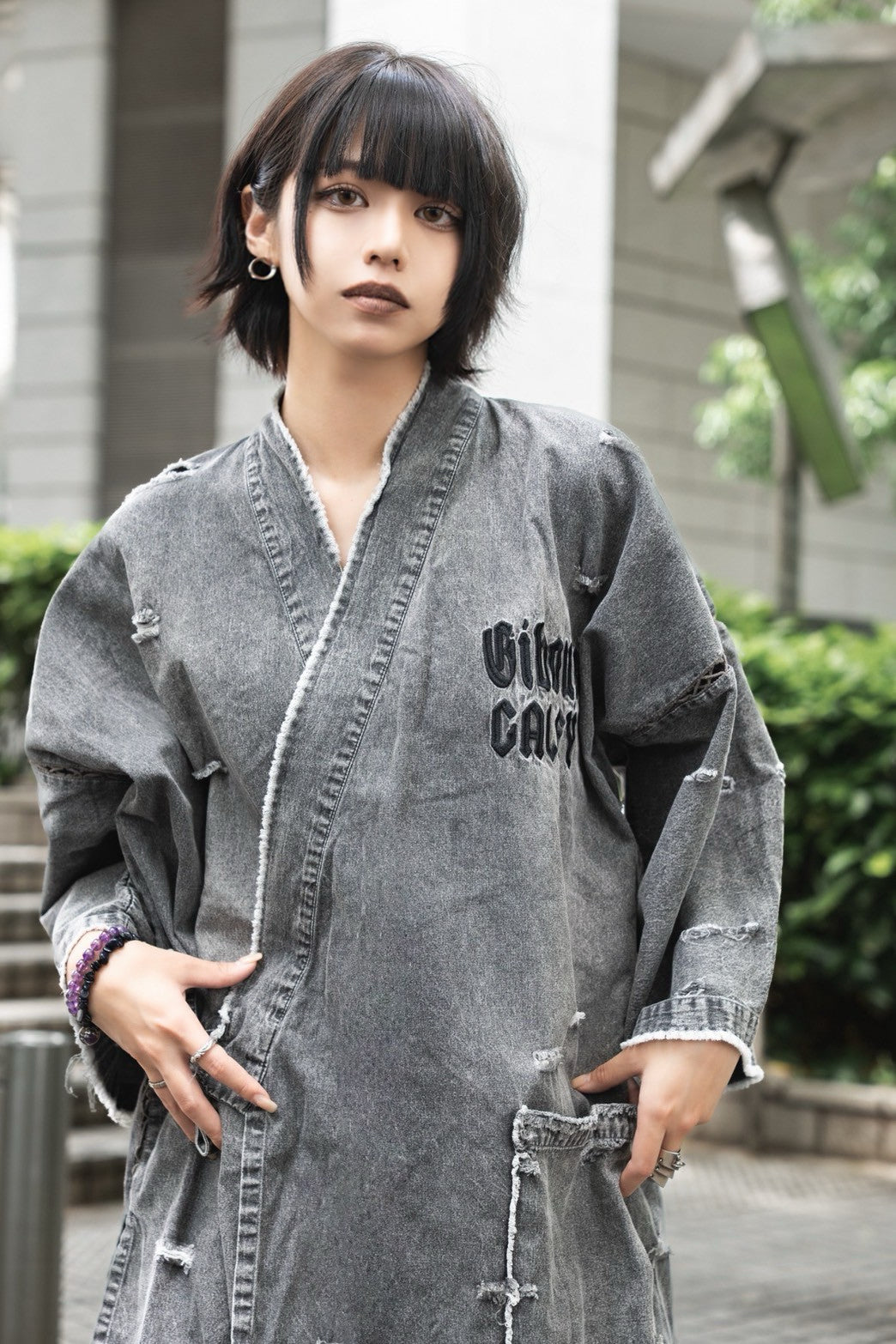 【受注生産】gibous×GALFY snake dog denim jinbei grey