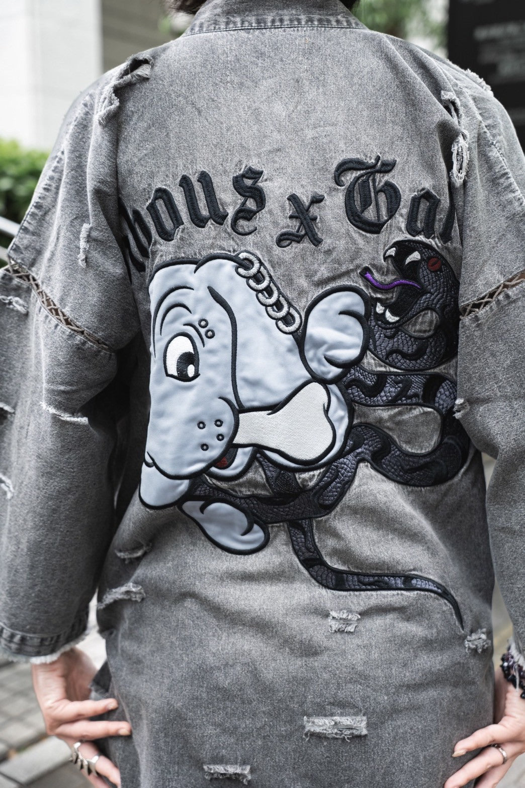 【受注生産】gibous×GALFY snake dog denim jinbei grey