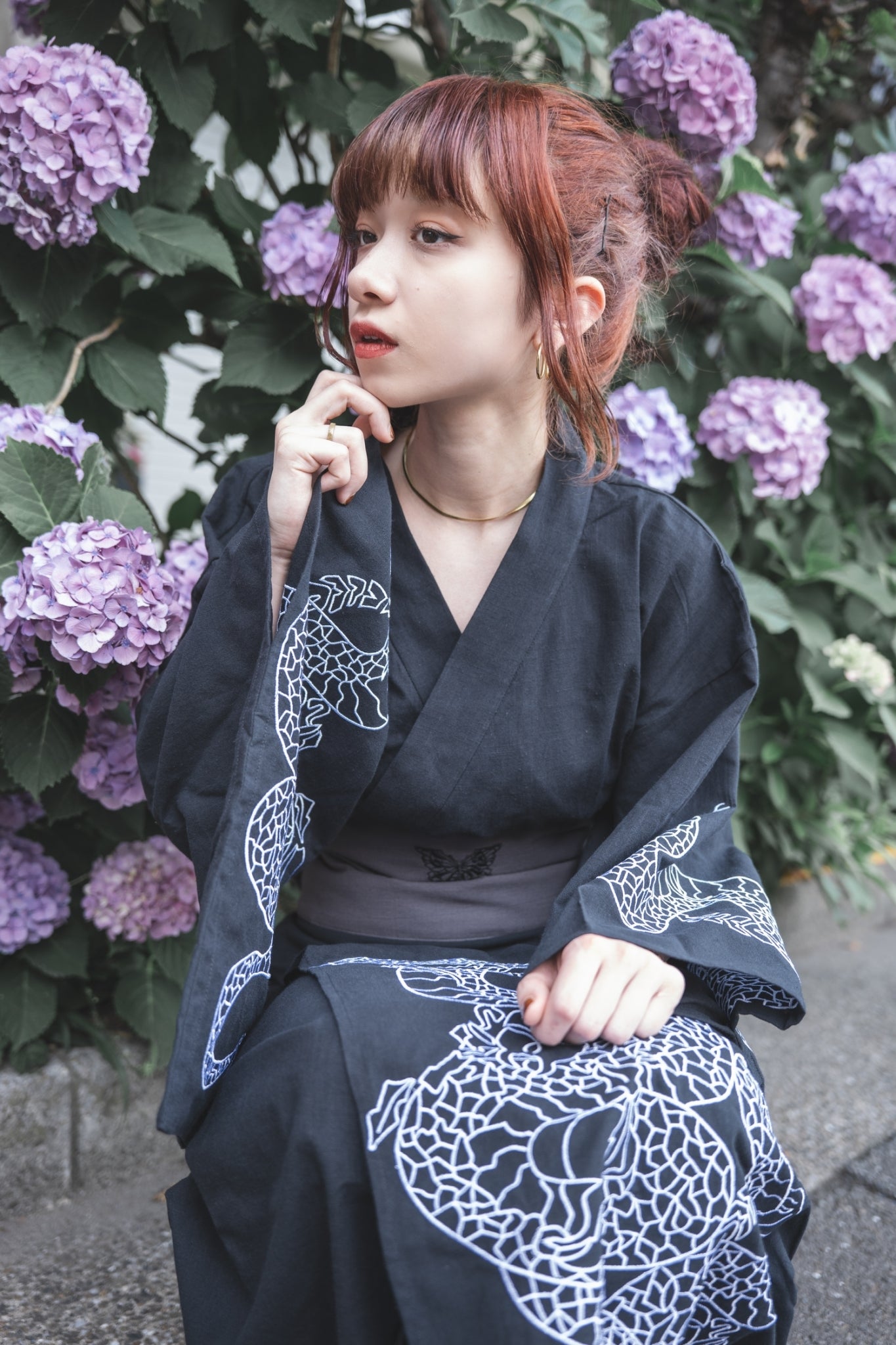 【再販】gibous dark snake yukata black
