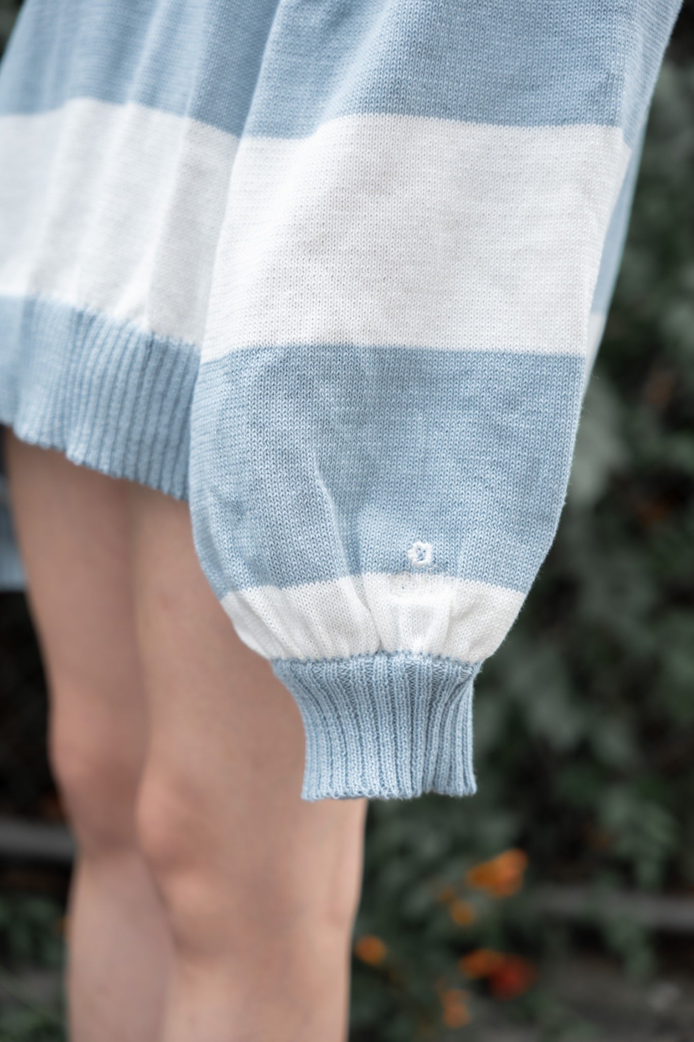 gibous border knitpolo milkblue×white