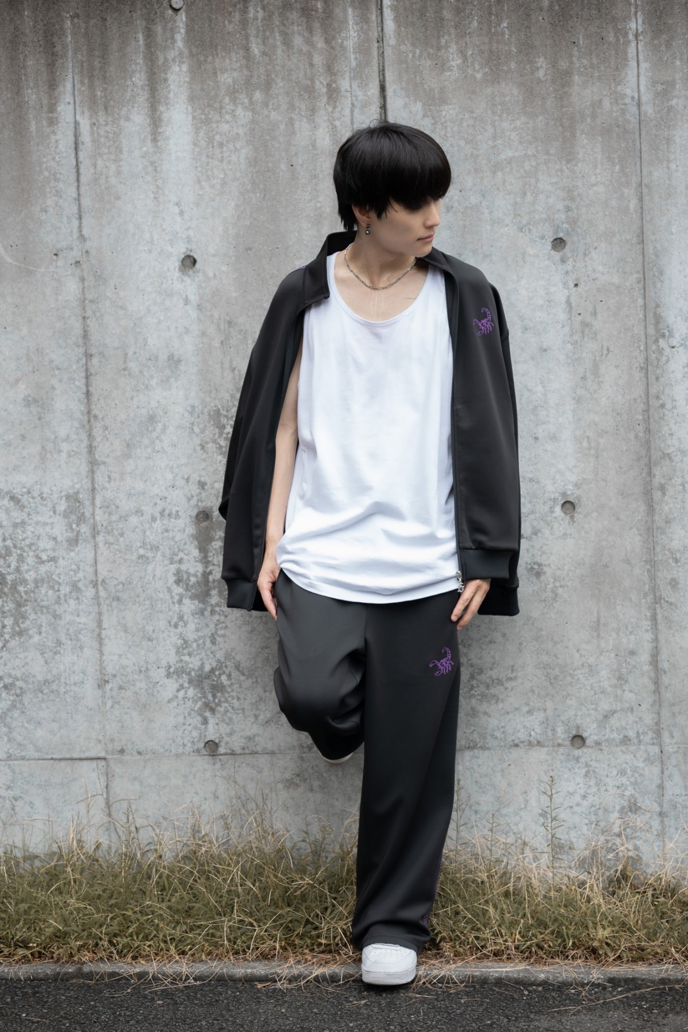 【再販】gibous logo jersey scorpion black purple pants