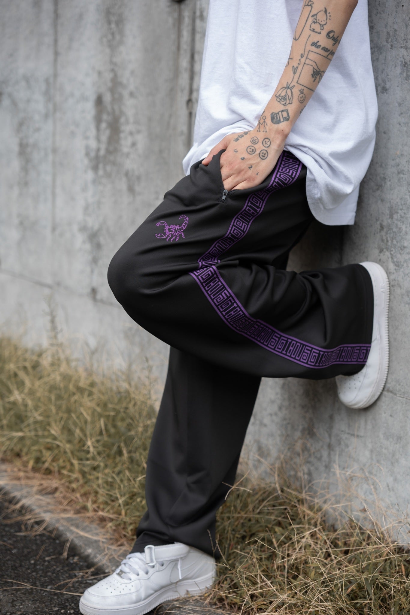 【再販】gibous logo jersey scorpion black purple pants