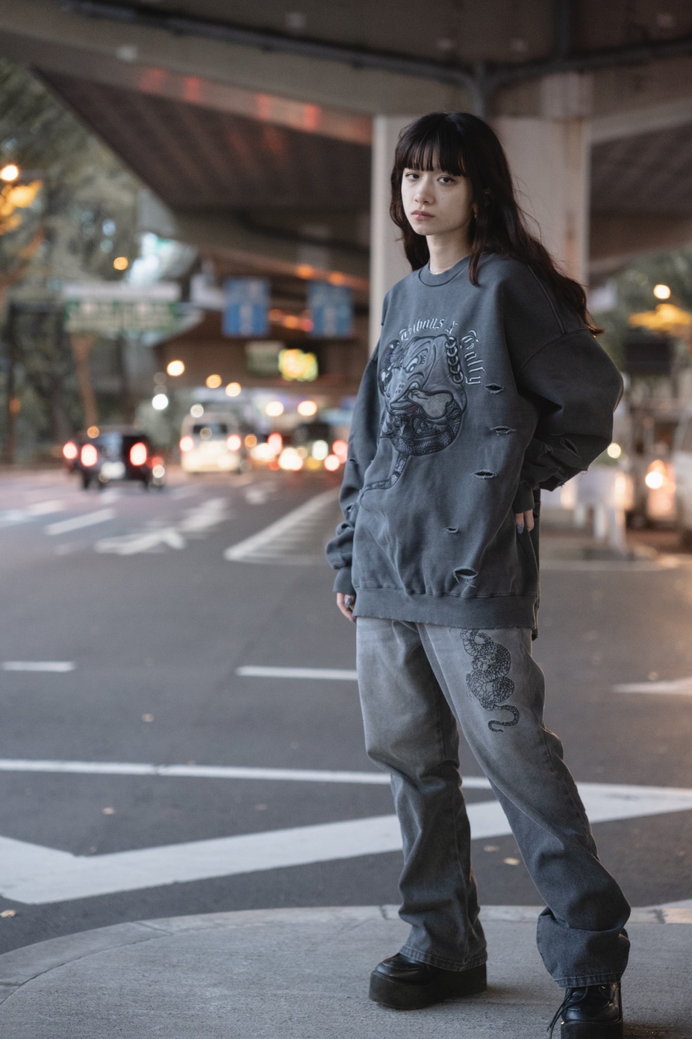 【受注生産】gibous×GALFY snake dog damage trainer ink black