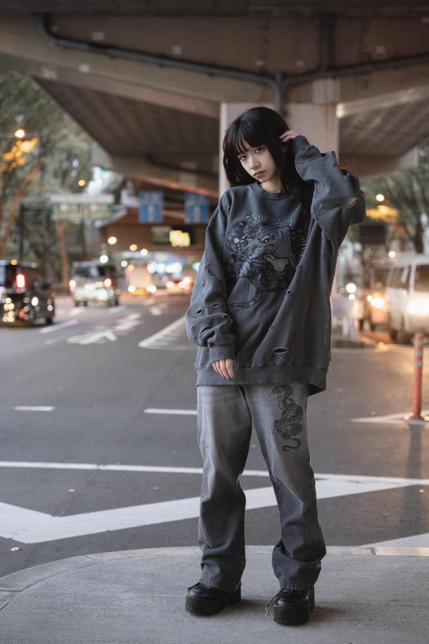 【受注生産】gibous×GALFY snake dog damage trainer ink black