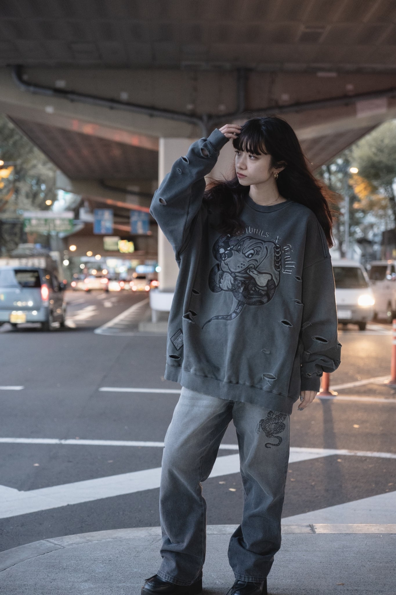 【受注生産】gibous×GALFY snake dog damage trainer ink black
