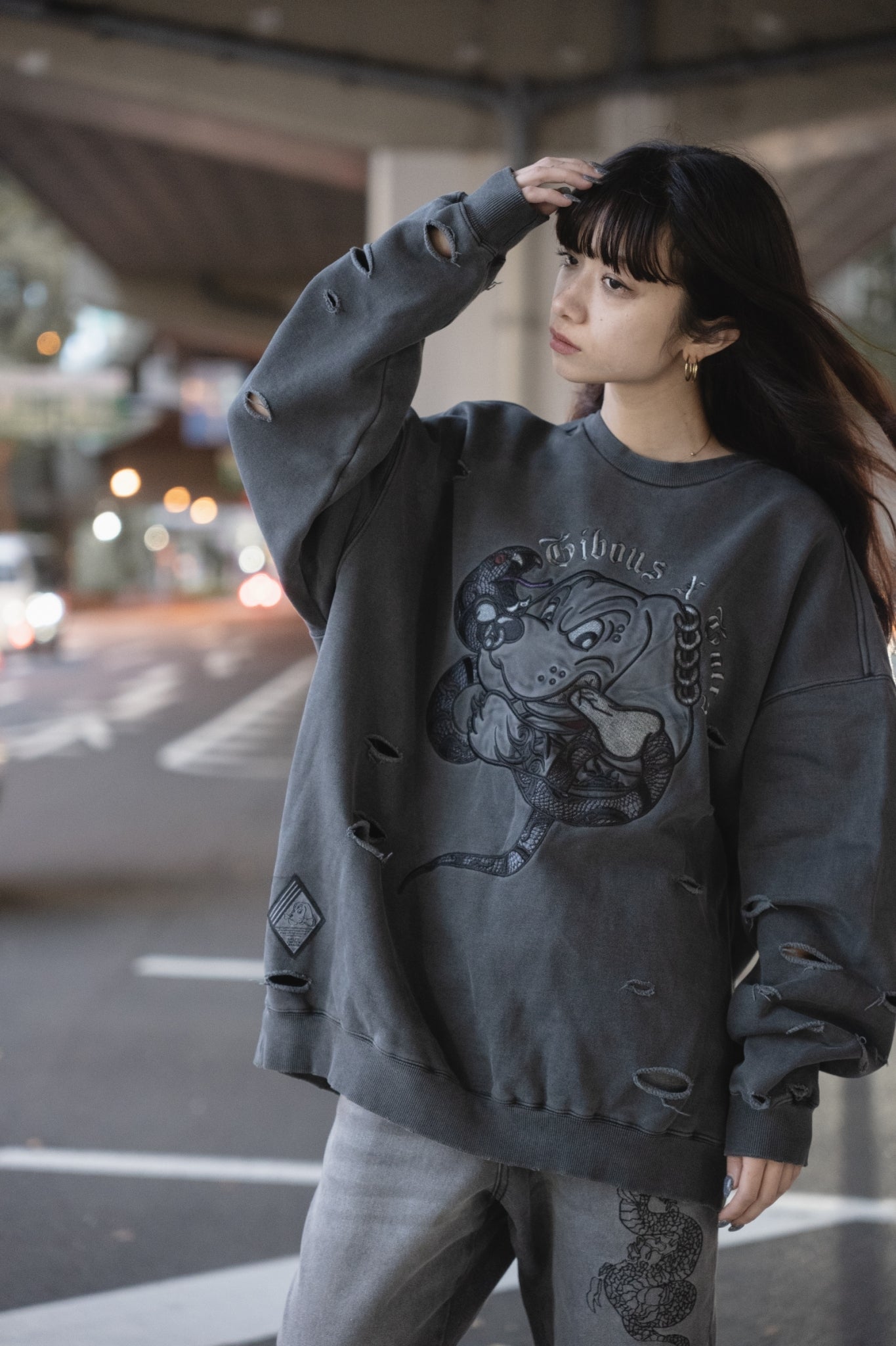 【受注生産】gibous×GALFY snake dog damage trainer ink black