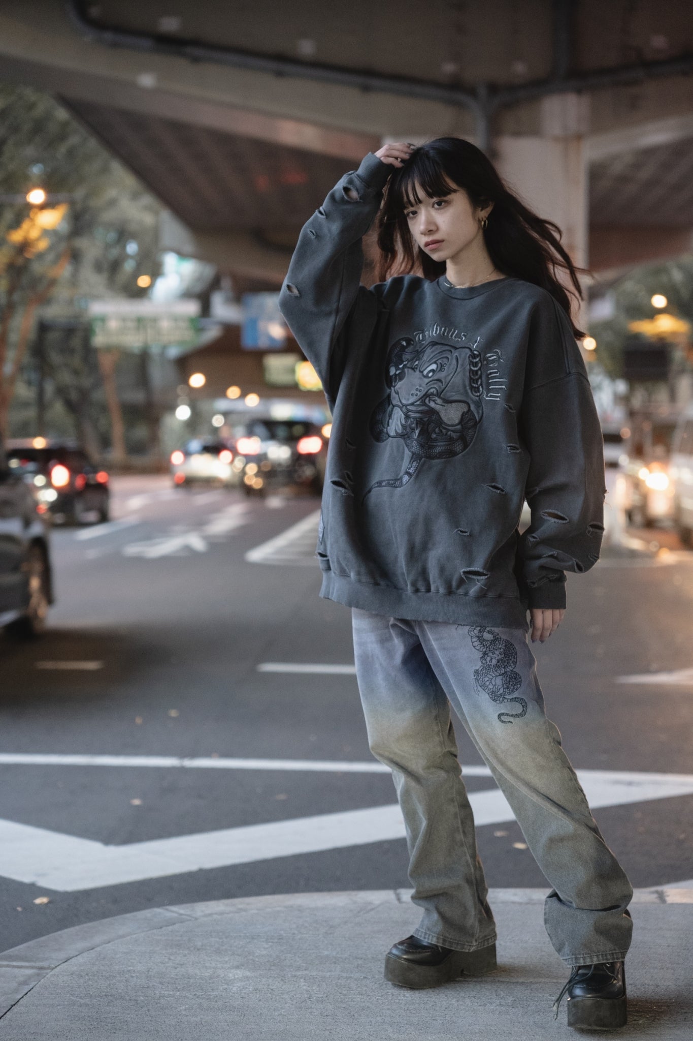 【受注生産】gibous×GALFY snake dog damage trainer ink black
