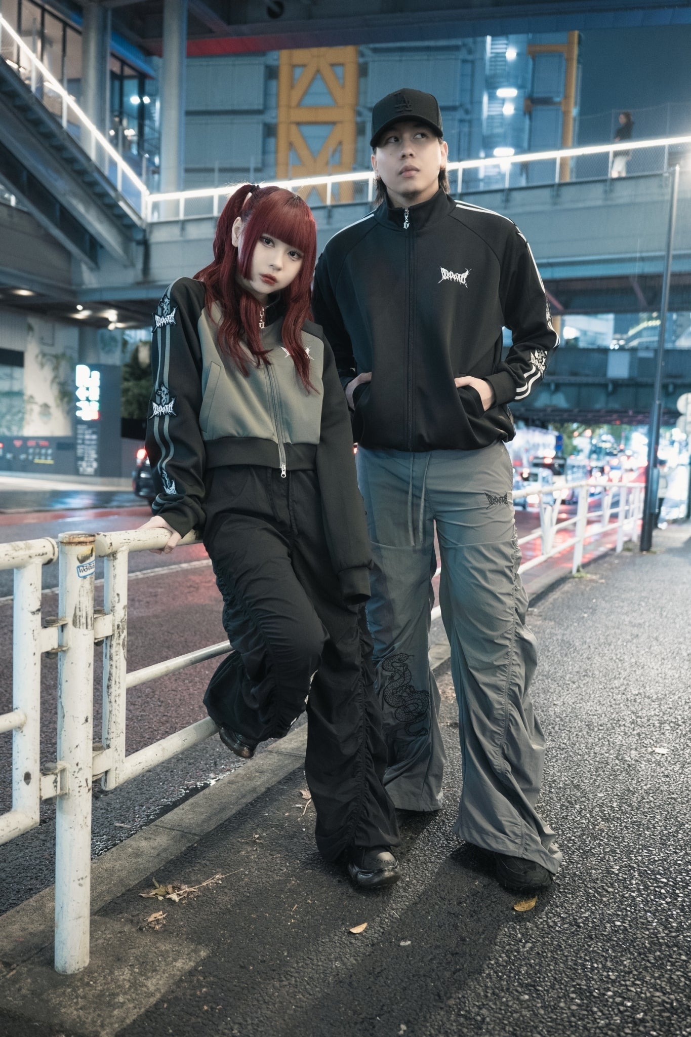 gibous×QOOZA line wappen track jacket black (short/normal)