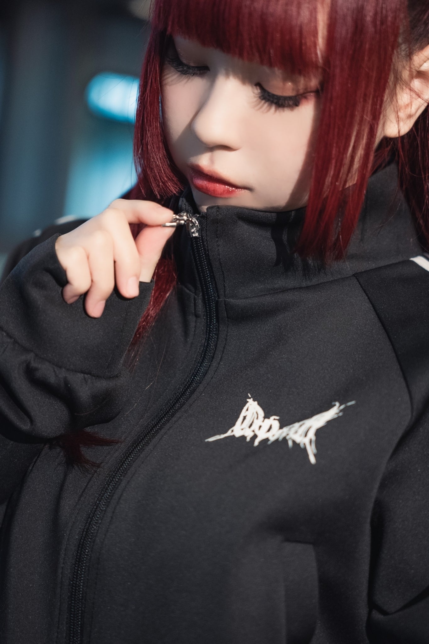 gibous×QOOZA line wappen track jacket black (short/normal)