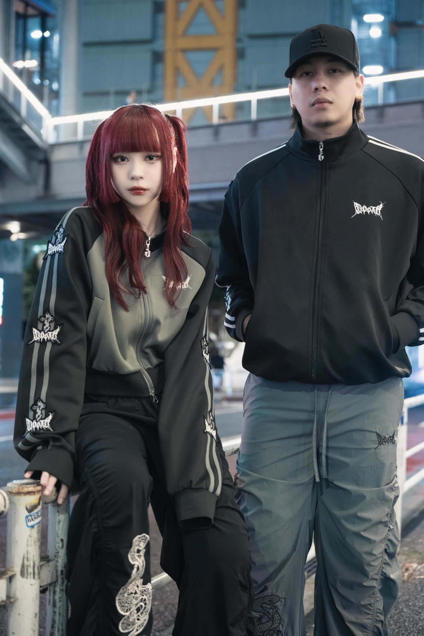 gibous×QOOZA line wappen track jacket black (short/normal)