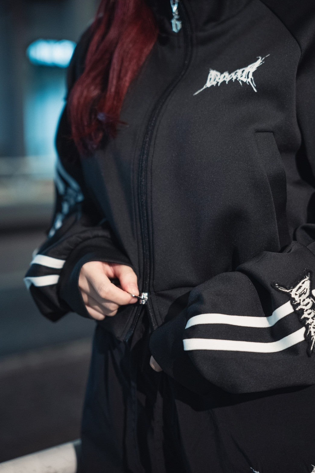 gibous×QOOZA line wappen track jacket black (short/normal)