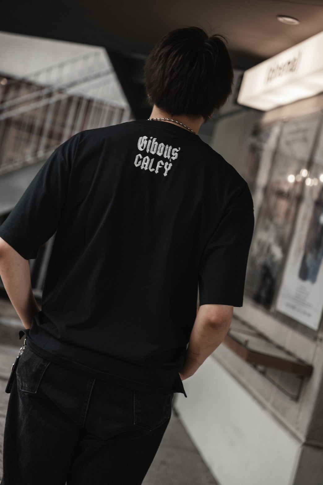 【再販】gibous×GALFY snake dog damage T shirt black