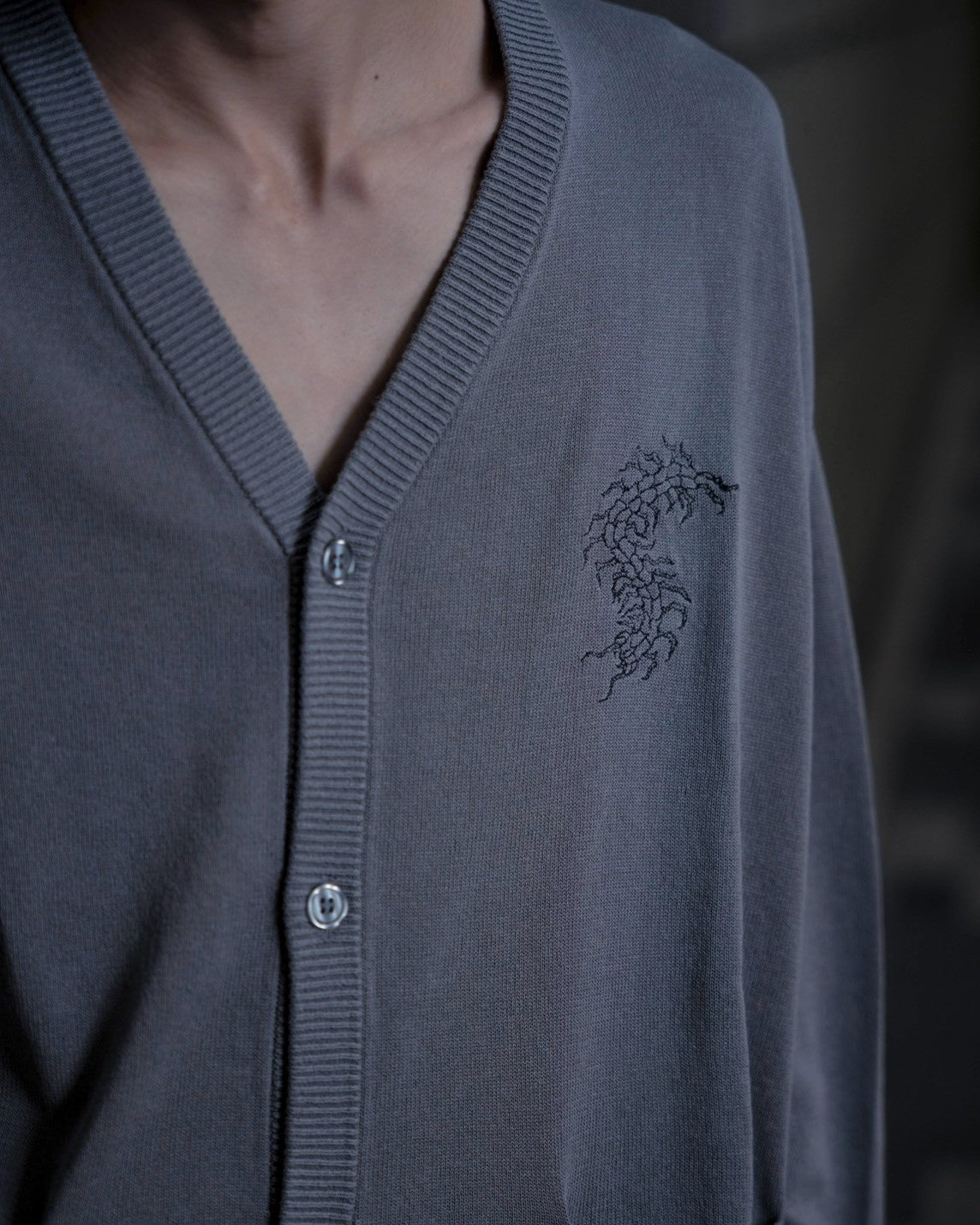 gibous centipede light cardigan gray