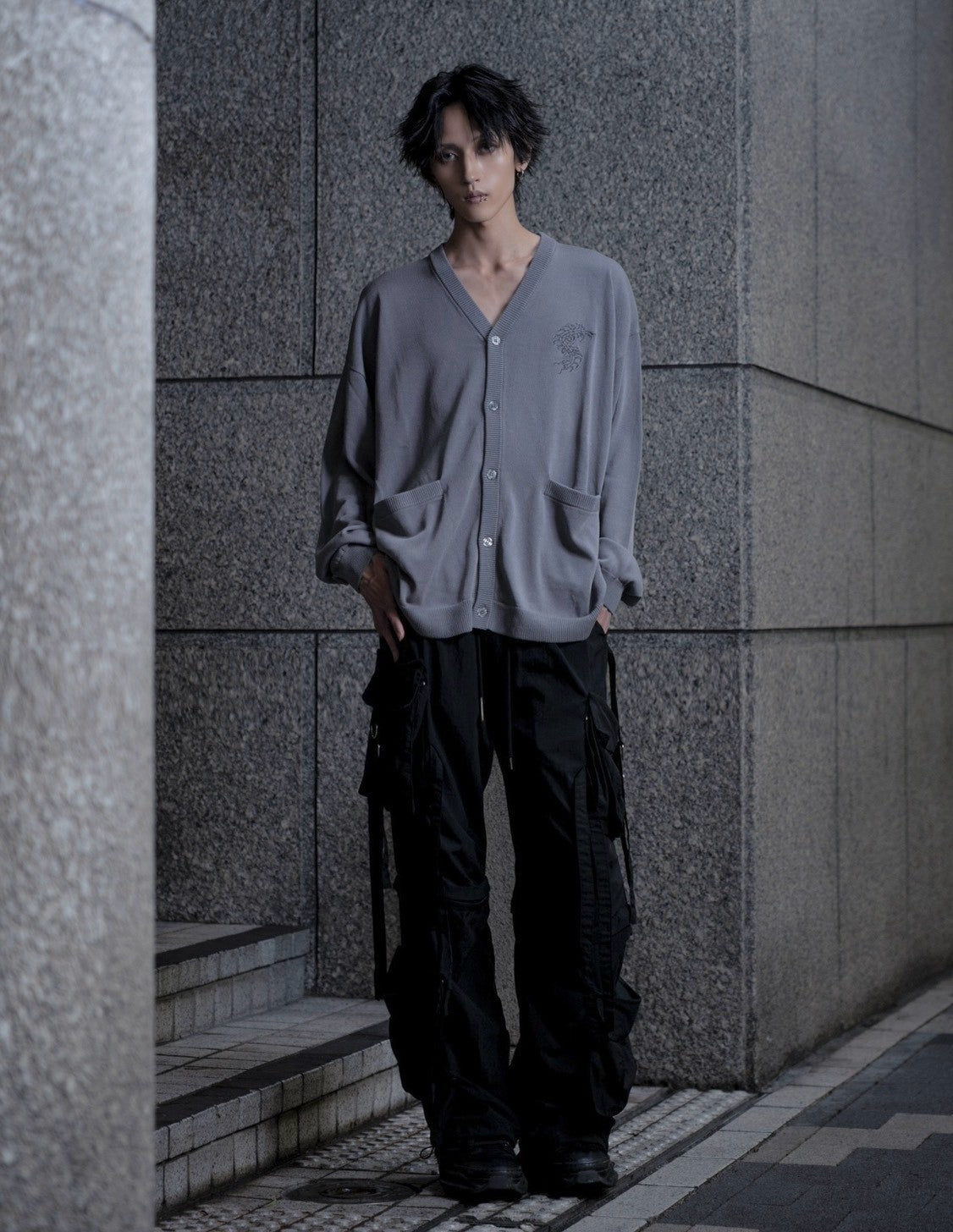 gibous centipede light cardigan gray