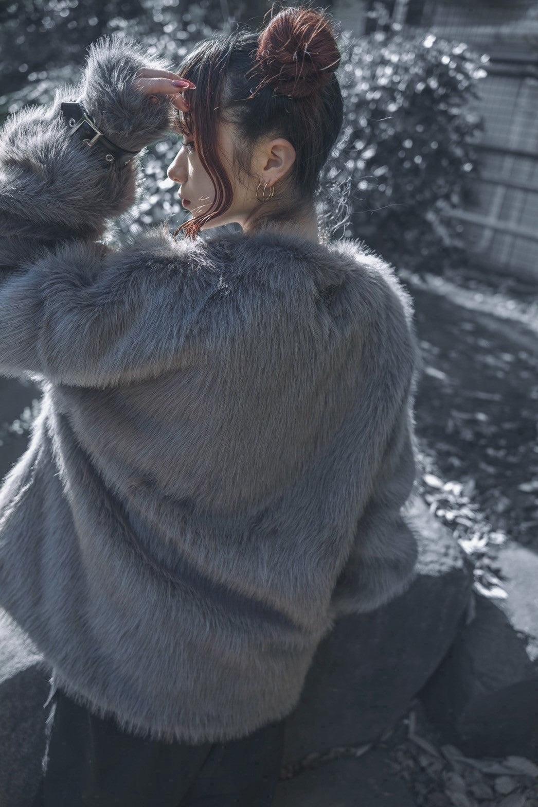gibous×dependoll fur belt outer gray