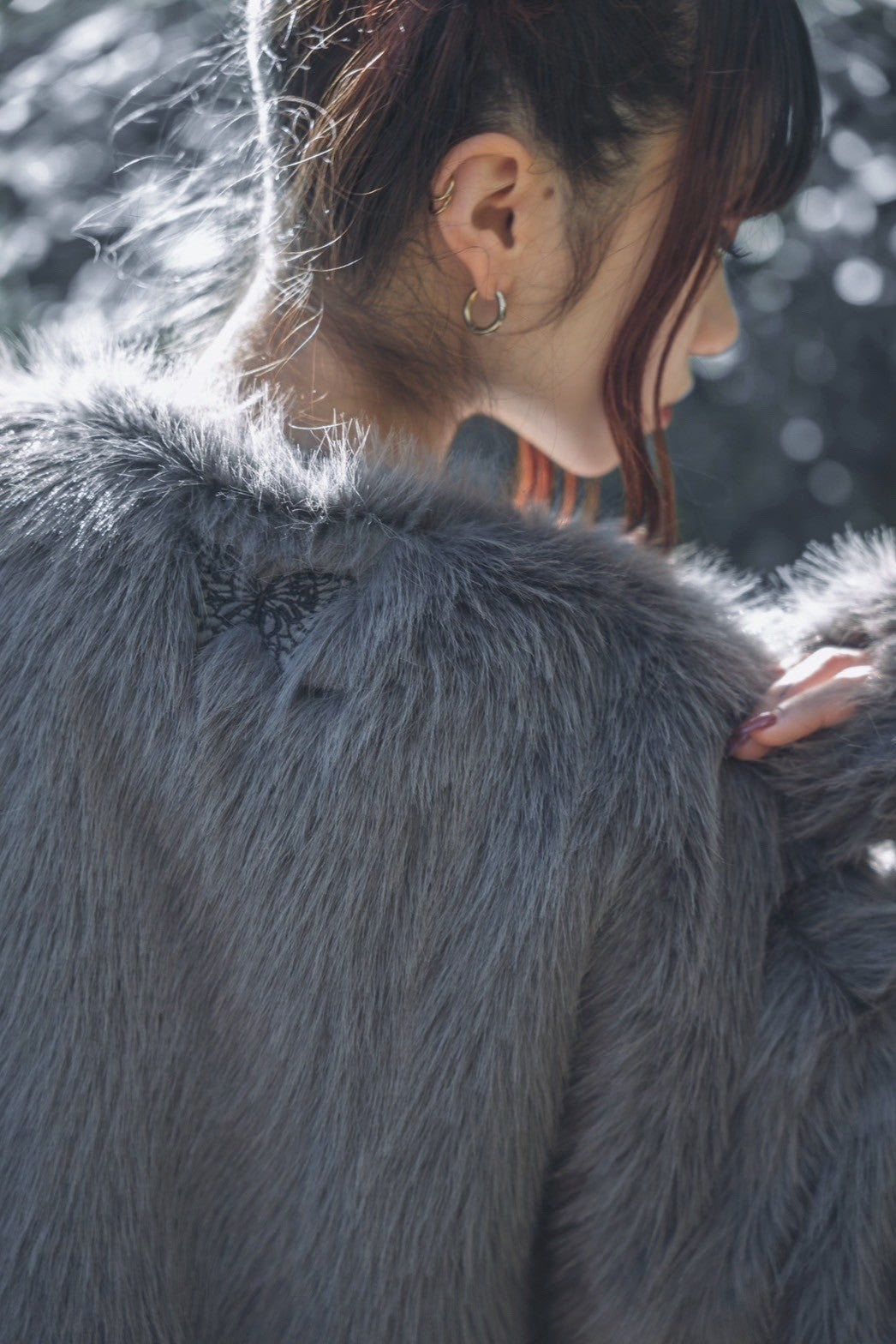 gibous×dependoll fur belt outer gray