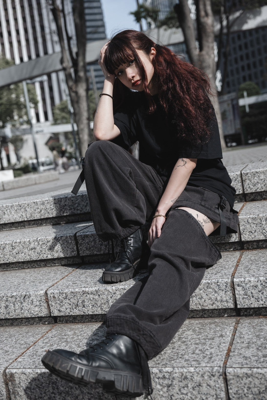 【再販】gibous scorpion zipper cargo trousers dark denim