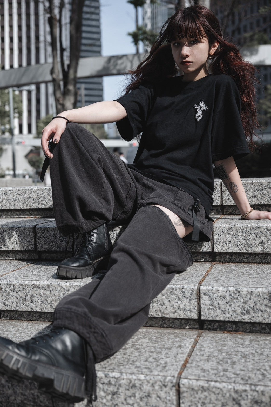 【再販】gibous scorpion zipper cargo trousers dark denim