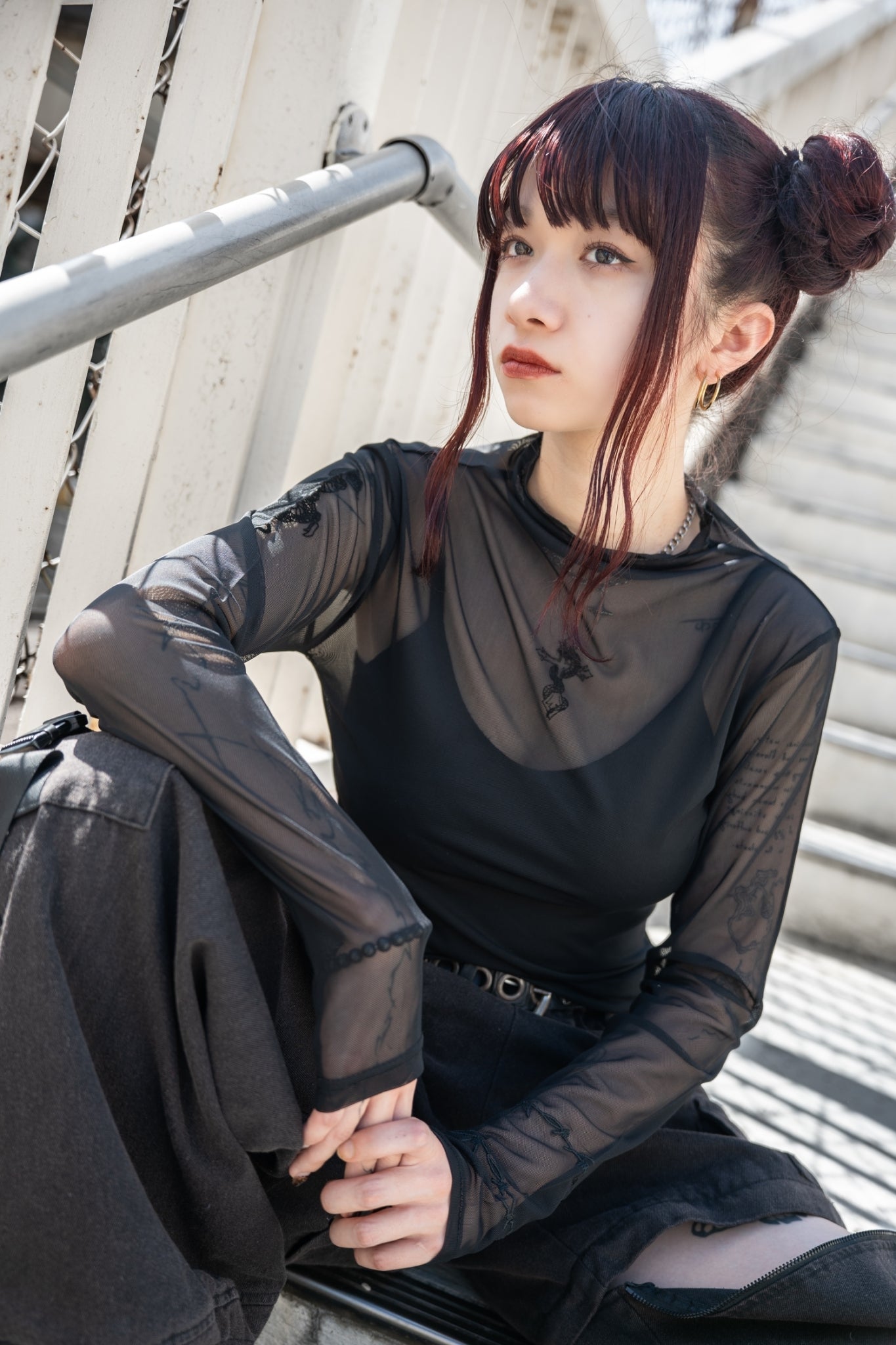 【再販】gibous tattoo sheer tops