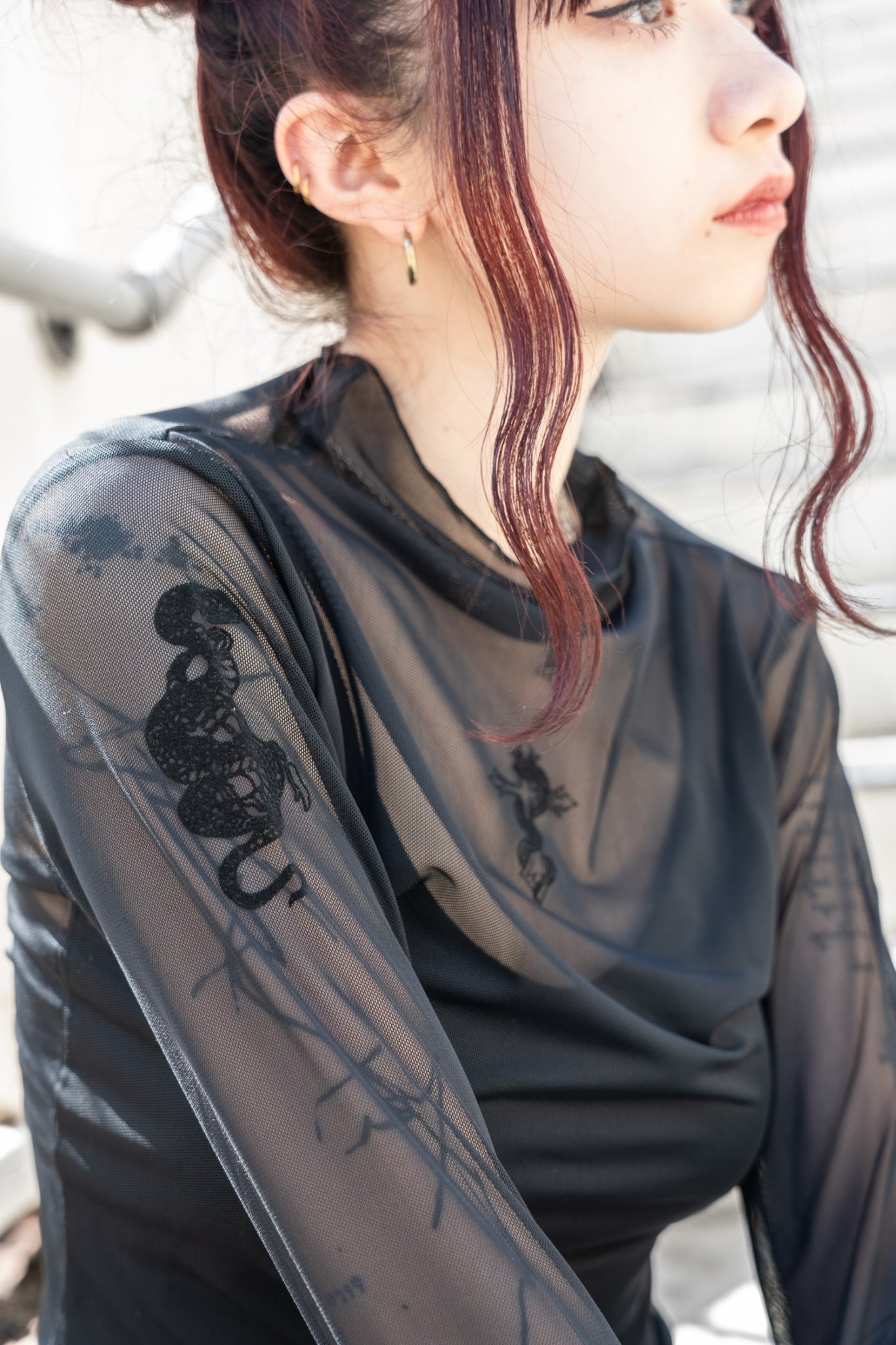 【再販】gibous tattoo sheer tops