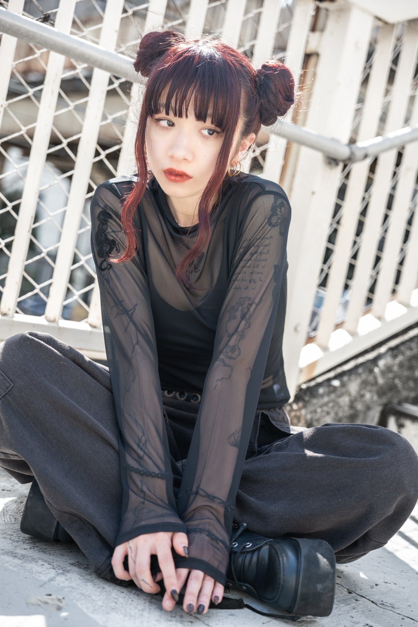 【再販】gibous tattoo sheer tops